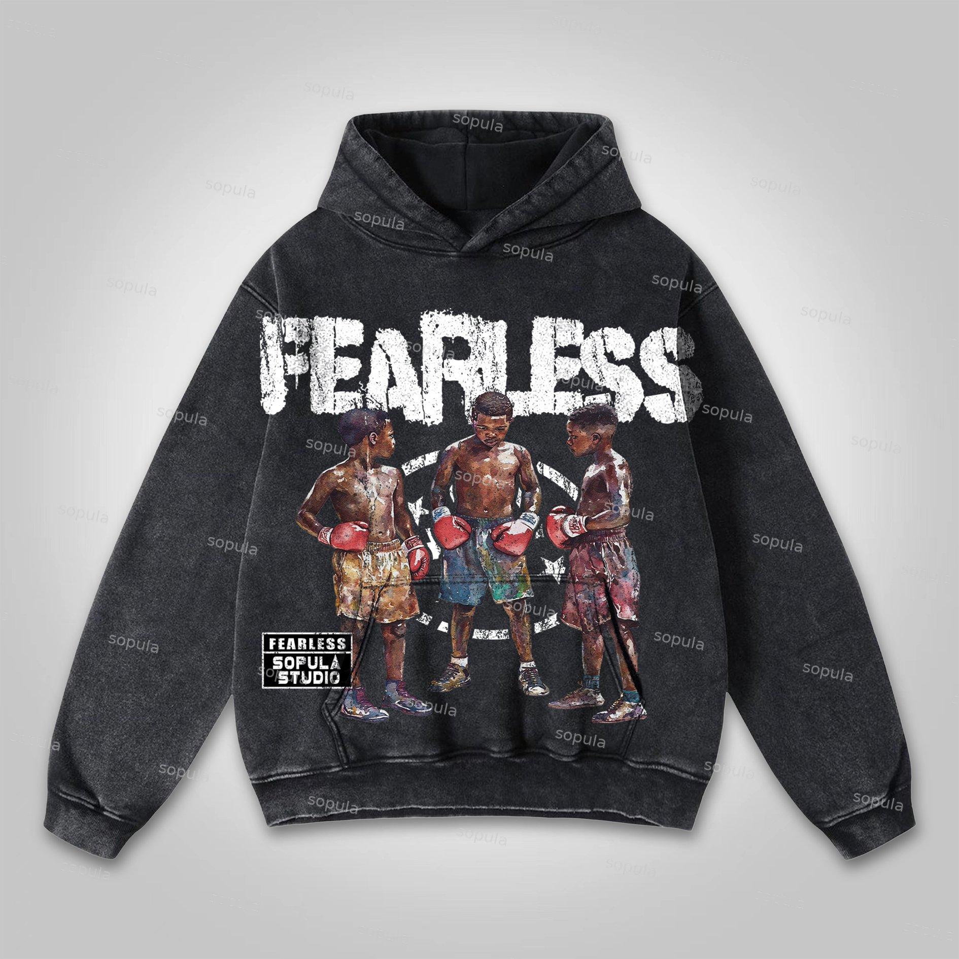 Sopula Studio Boxer Fearless Graphic Print Washed Hoodie Product Image