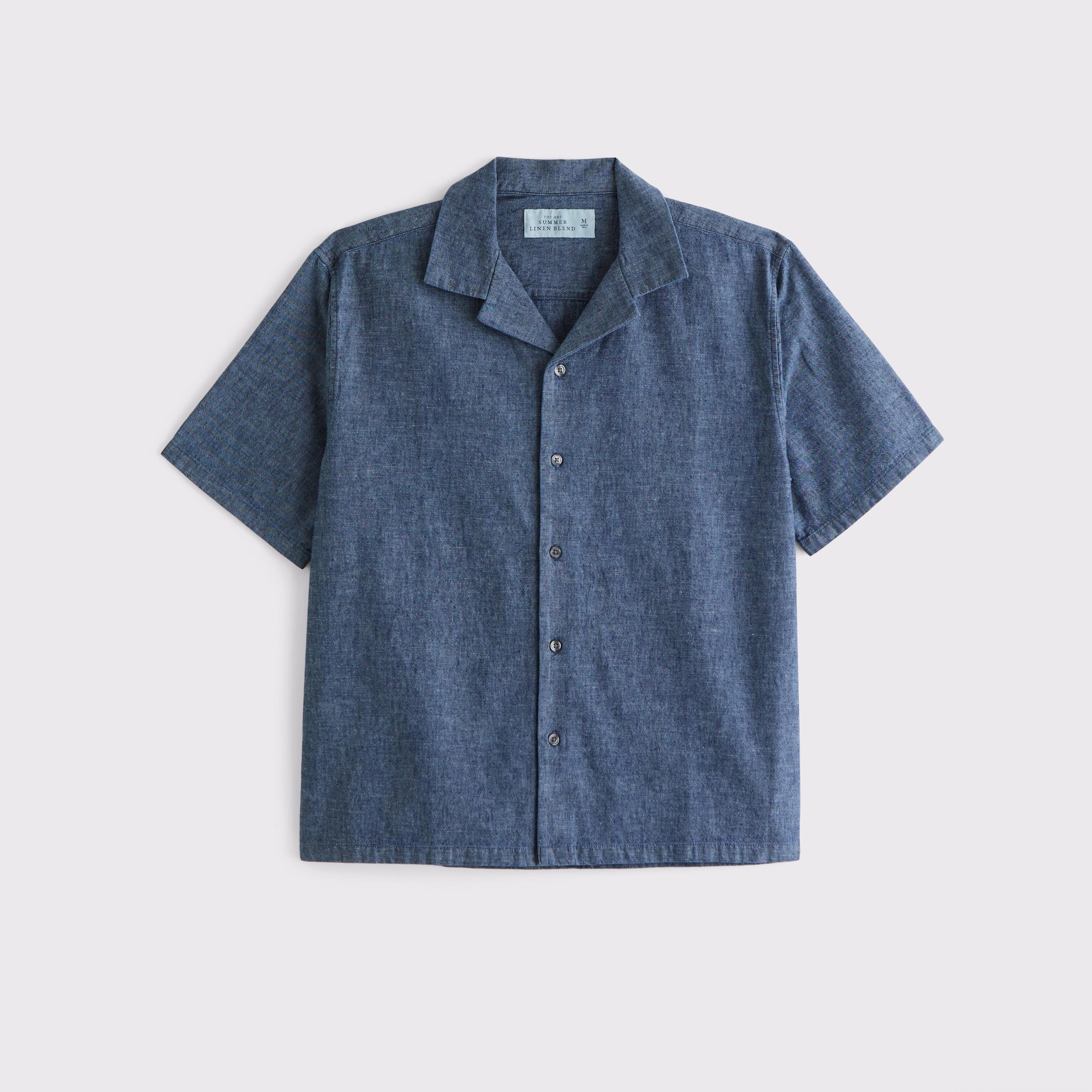 Camp Collar Summer Linen-Blend Shirt Product Image