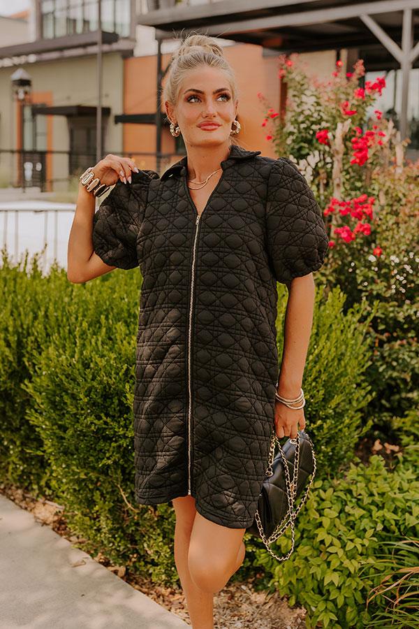 Chic Lifestyle Quilted Mini Dress in Black Product Image