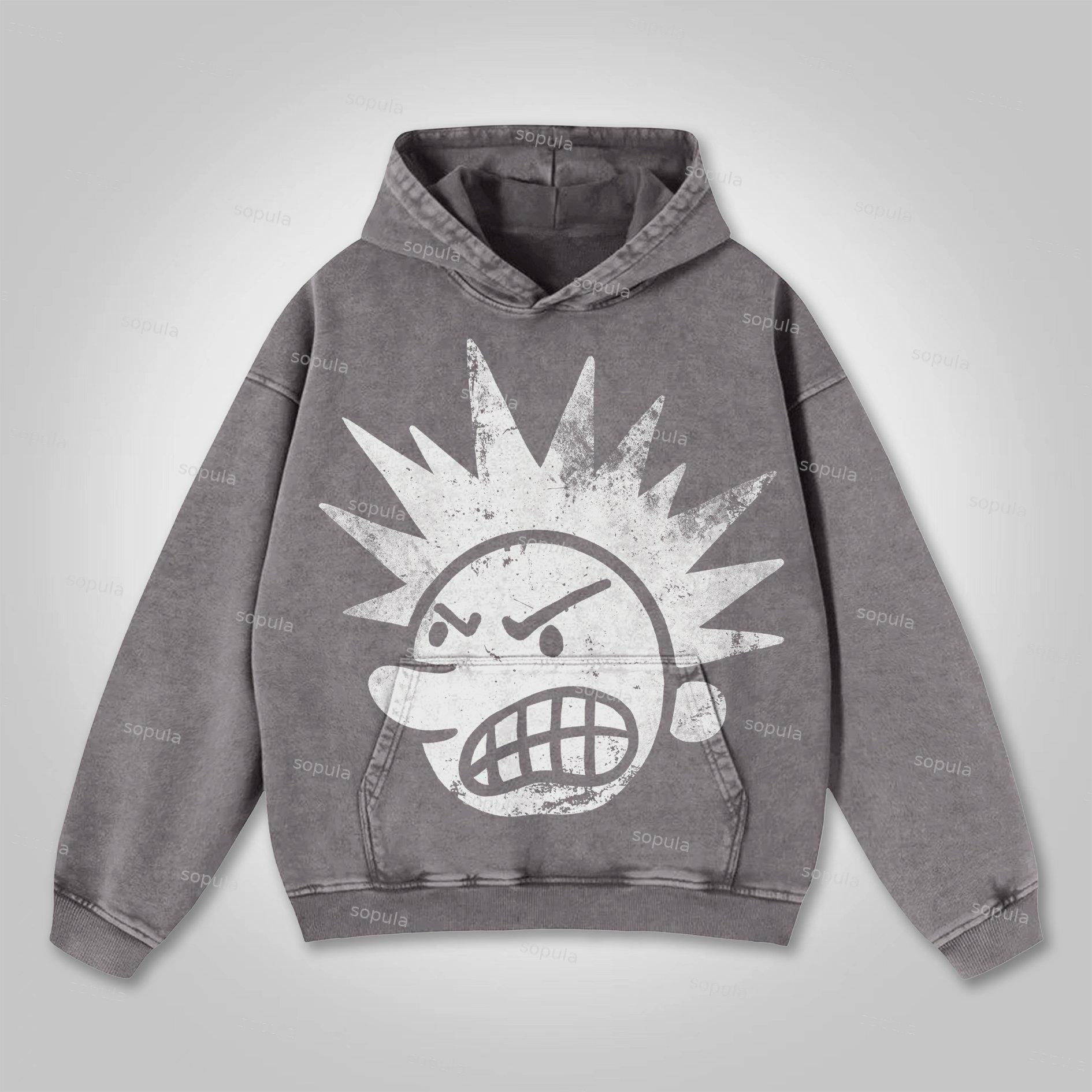 Sopula The Brain Explodes Print Graphic Washed Hoodie Product Image