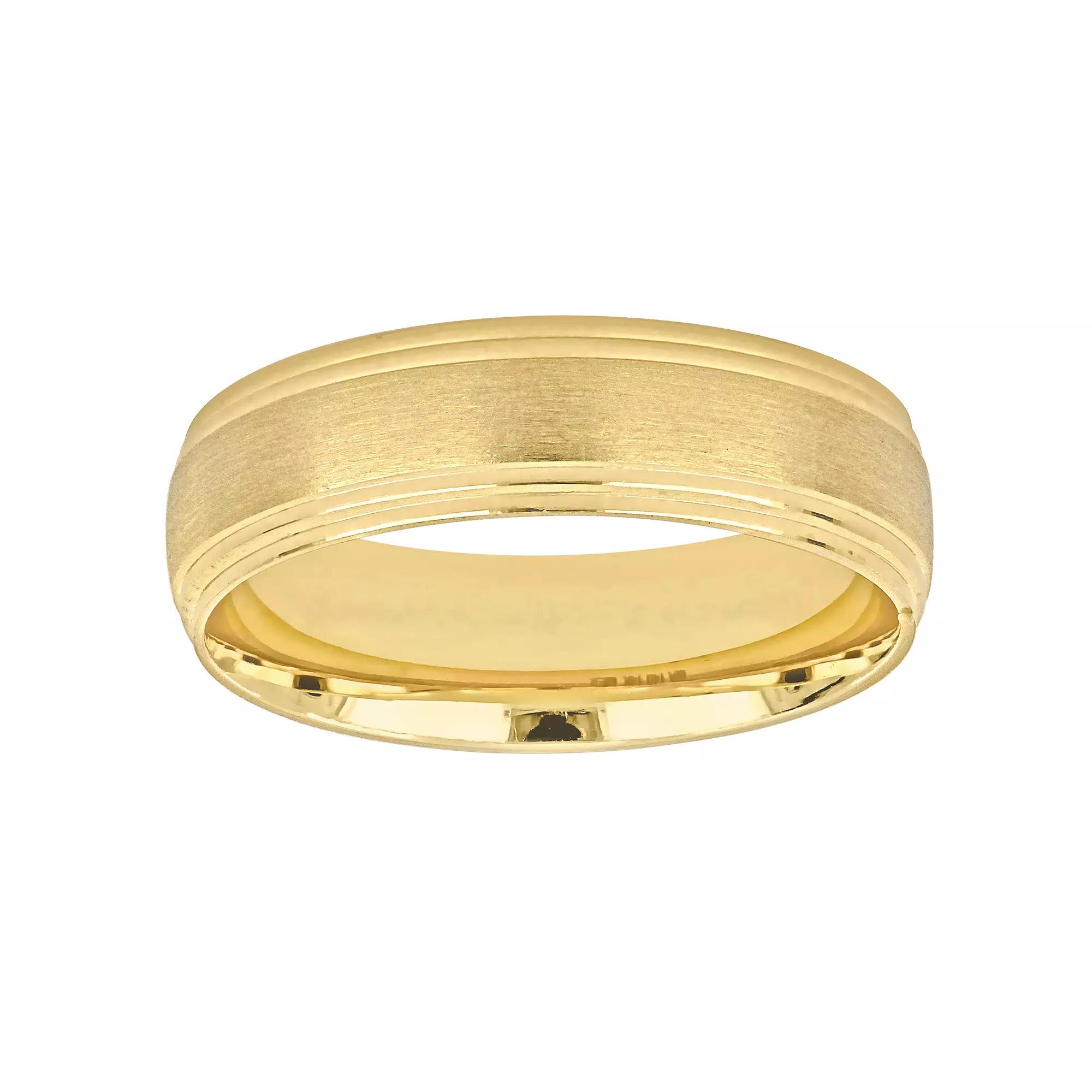 Stella Grace 10k Gold 6 mm Brushed Finish Beveled Edge Wedding Band, Women's, Size: 7 Product Image