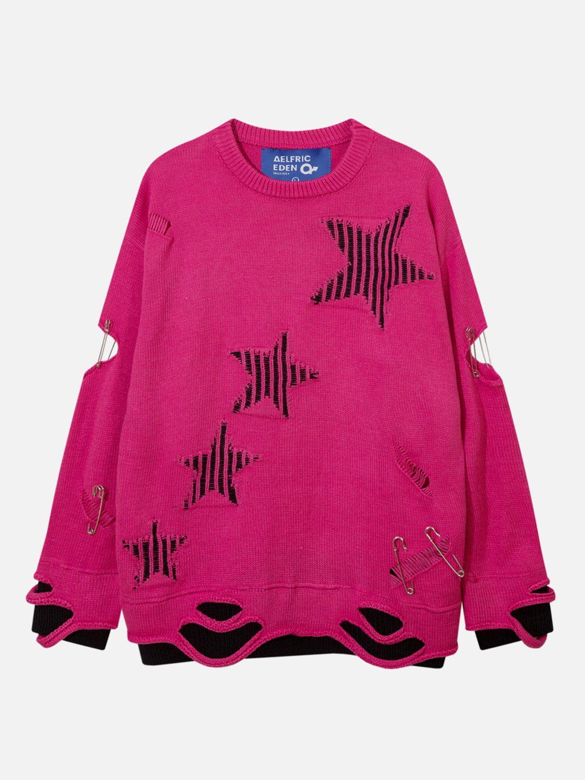 Aelfric Eden Distressed Cut Out Star Sweater Product Image