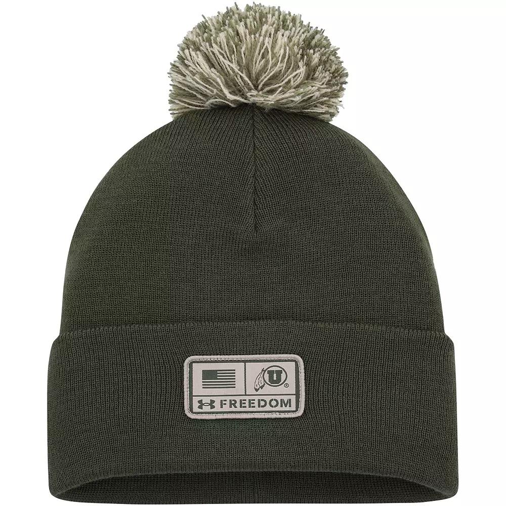 Men's Under Armour Green Utah Utes Freedom Collection Cuffed Knit Hat with Pom, Ute Green Product Image