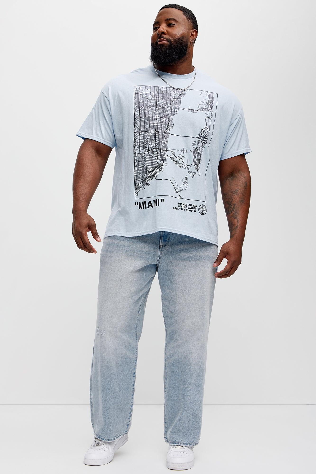 Miami Map Short Sleeve Tee - Light Blue Product Image
