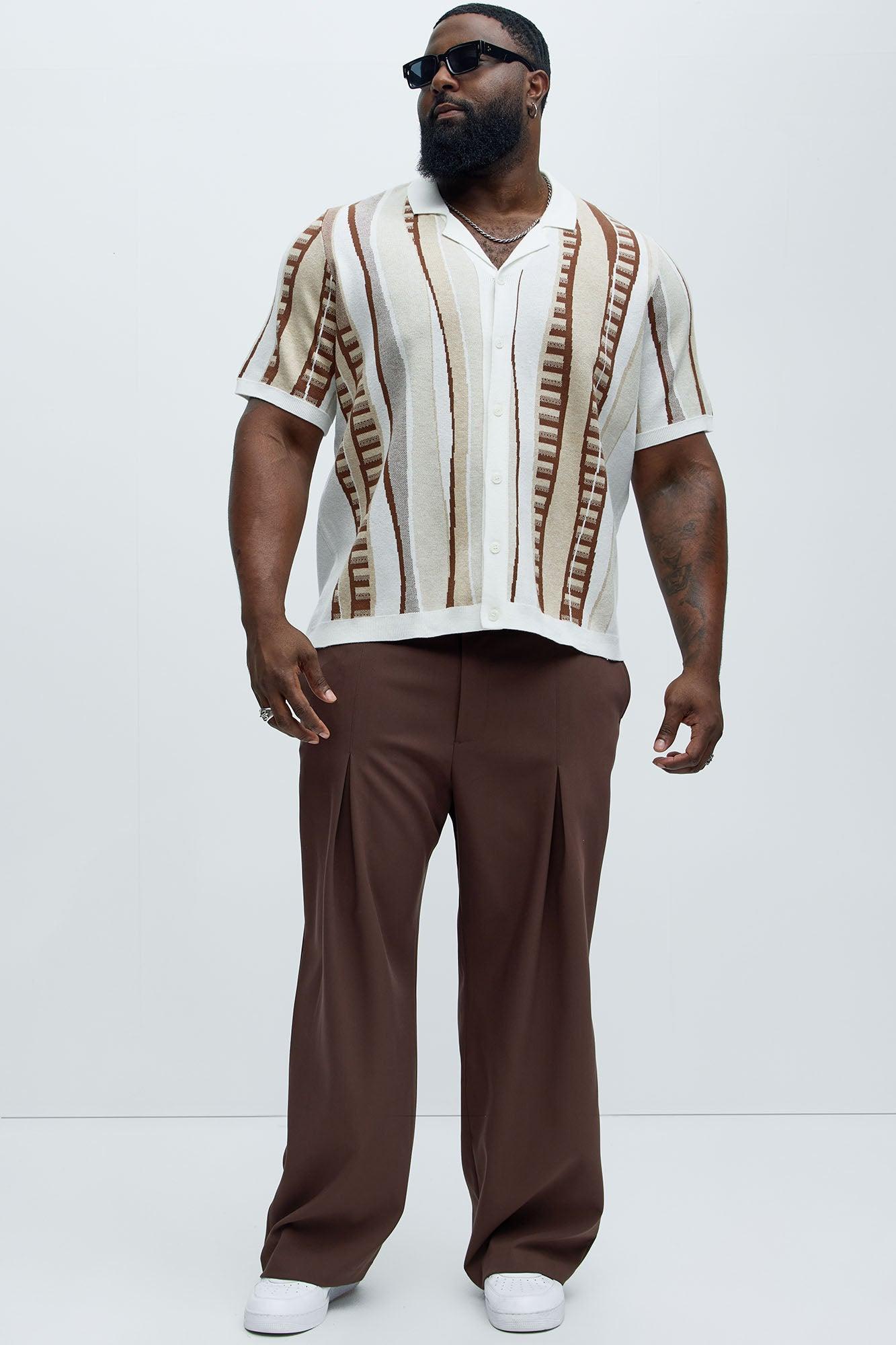Neil Cuban Collar Knitted Shirt - Cream/combo Product Image