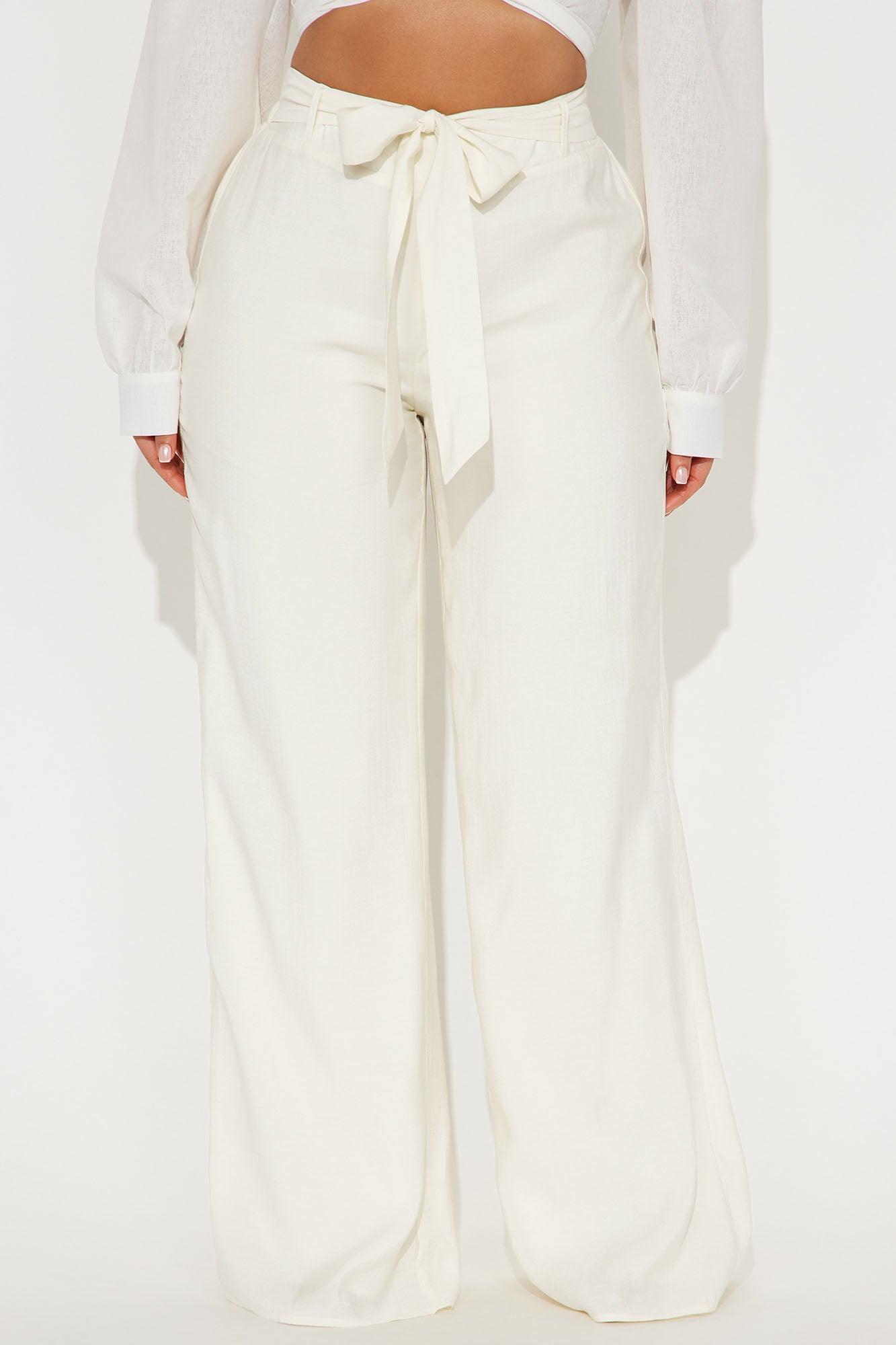 Chantel Tie Waist Pant - Cream Product Image
