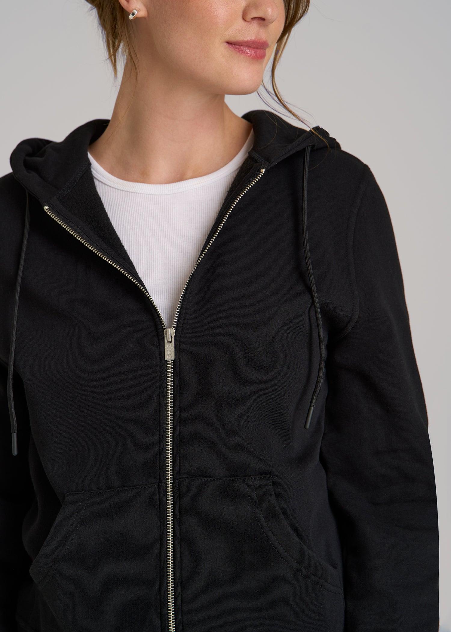 Wearever Fleece Full-Zip Hoodie for Tall Women in Black Female Product Image