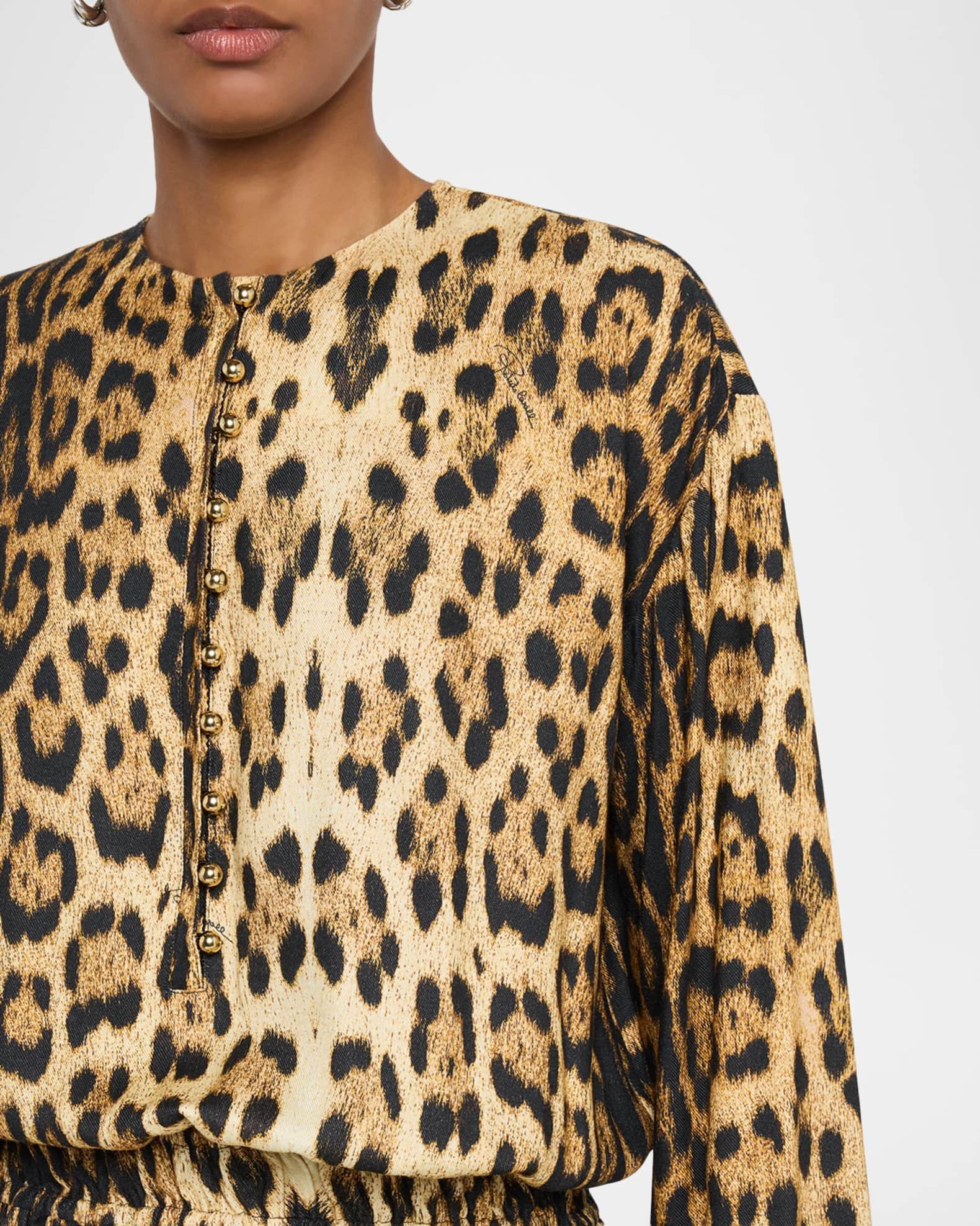 Leopard-Print Long-Sleeve Mini Dress Product Image