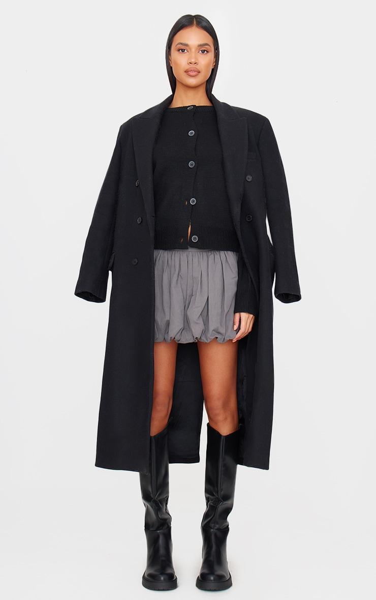 Charcoal Twill Puffball Mini Skirt Product Image