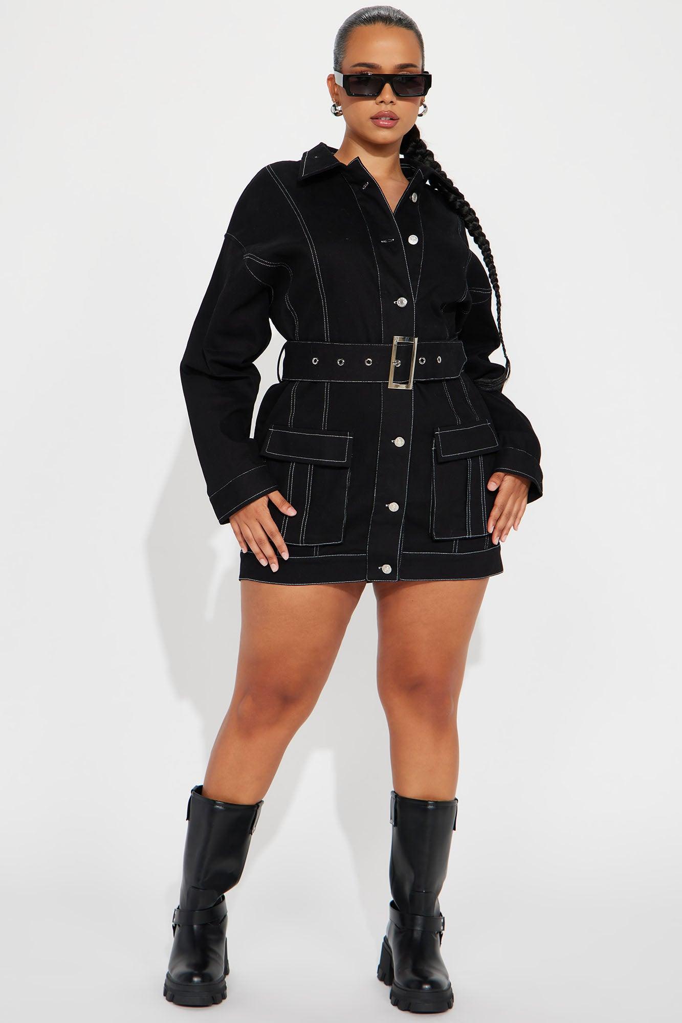 Stephanie Denim Mini Dress - Black Product Image