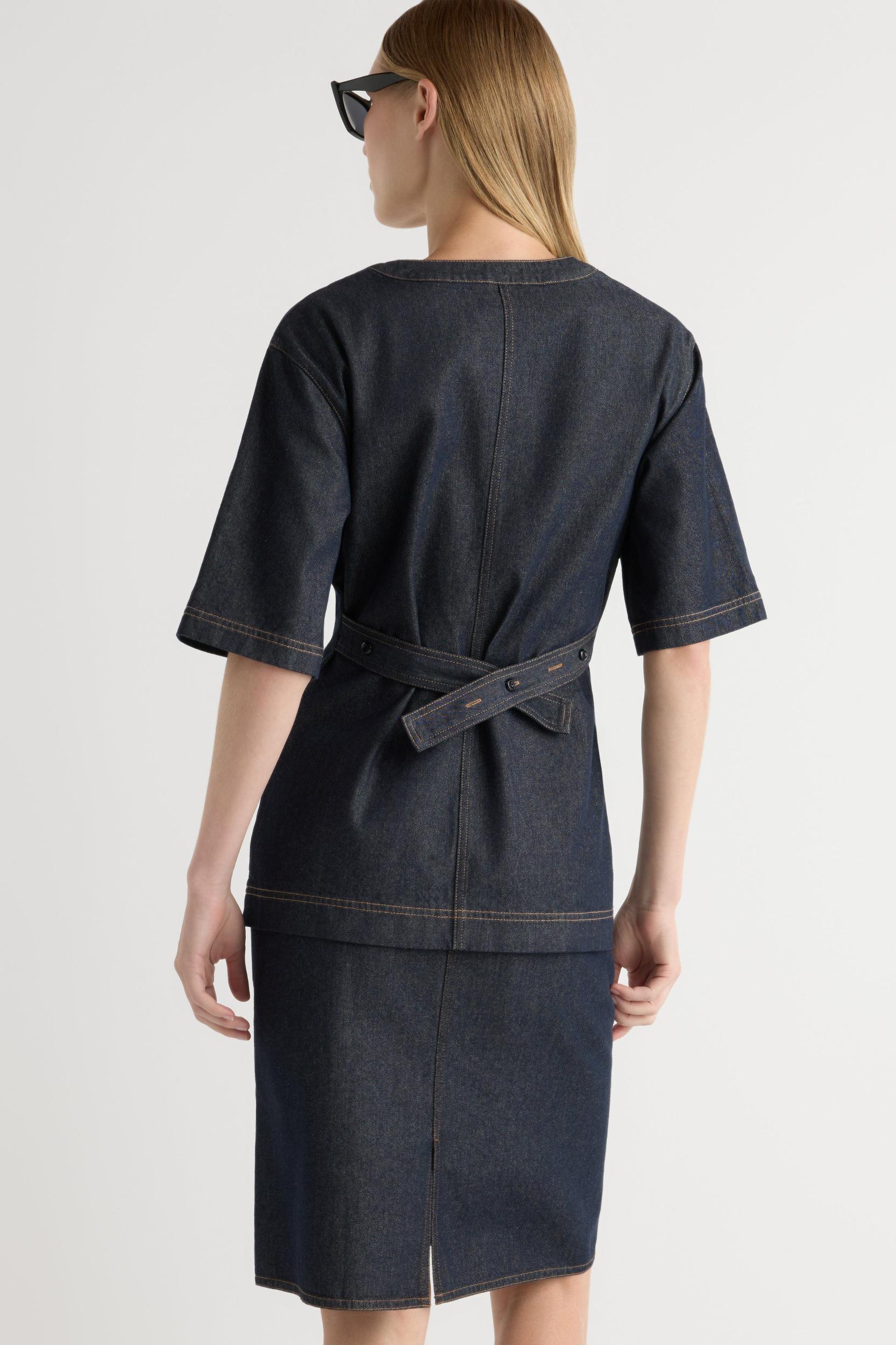 Emma Cinch-Waist Denim Shacket Product Image