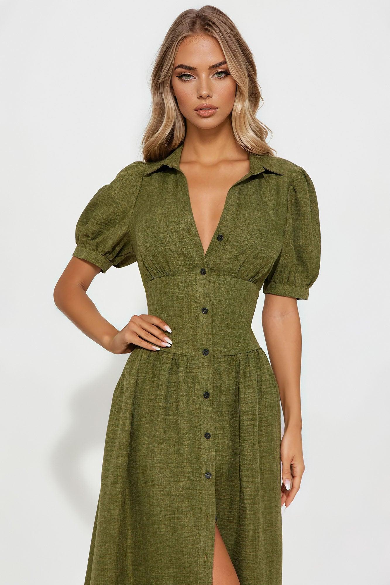 Tamara Airflow Maxi Dress - Olive Product Image