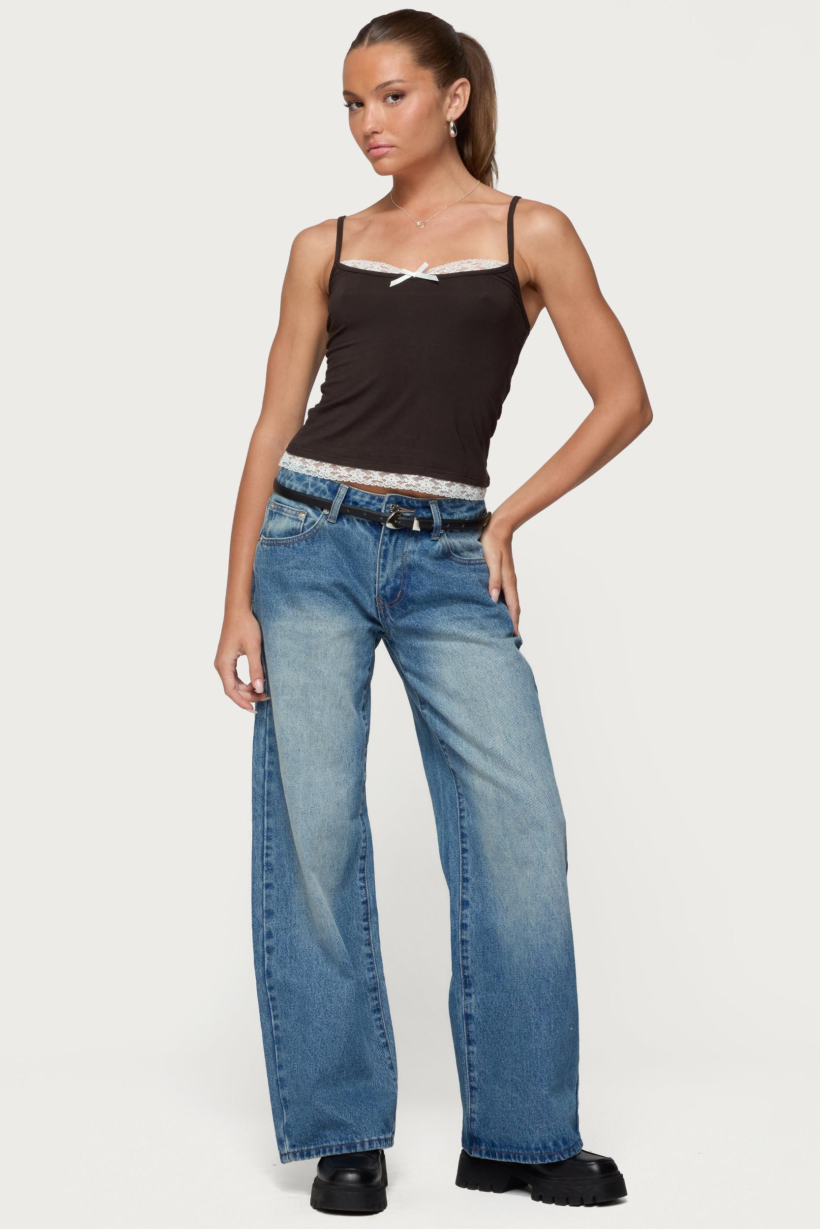 Magda Acid Wash Low Rise Baggy Jeans Product Image