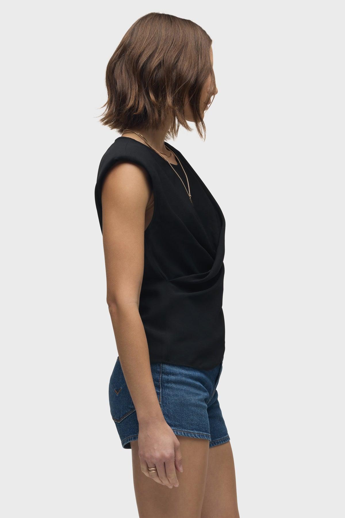 Shoulder Padded Wrap Sleeveless Tee Female Product Image