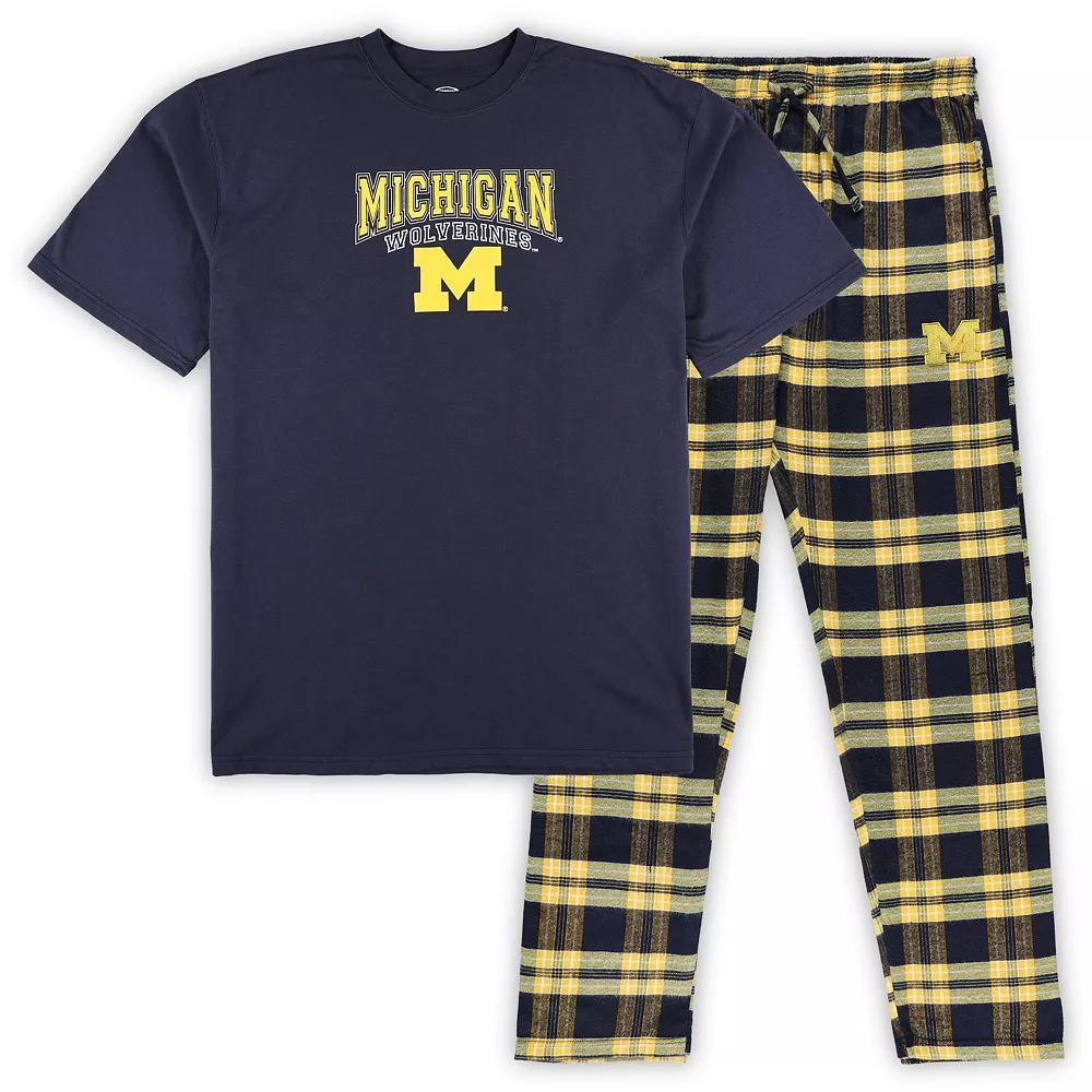 Men's Profile Navy/Maize Michigan Wolverines Big & Tall 2-Pack T-Shirt & Flannel Pants Set, Size: 3XB, Blue Product Image