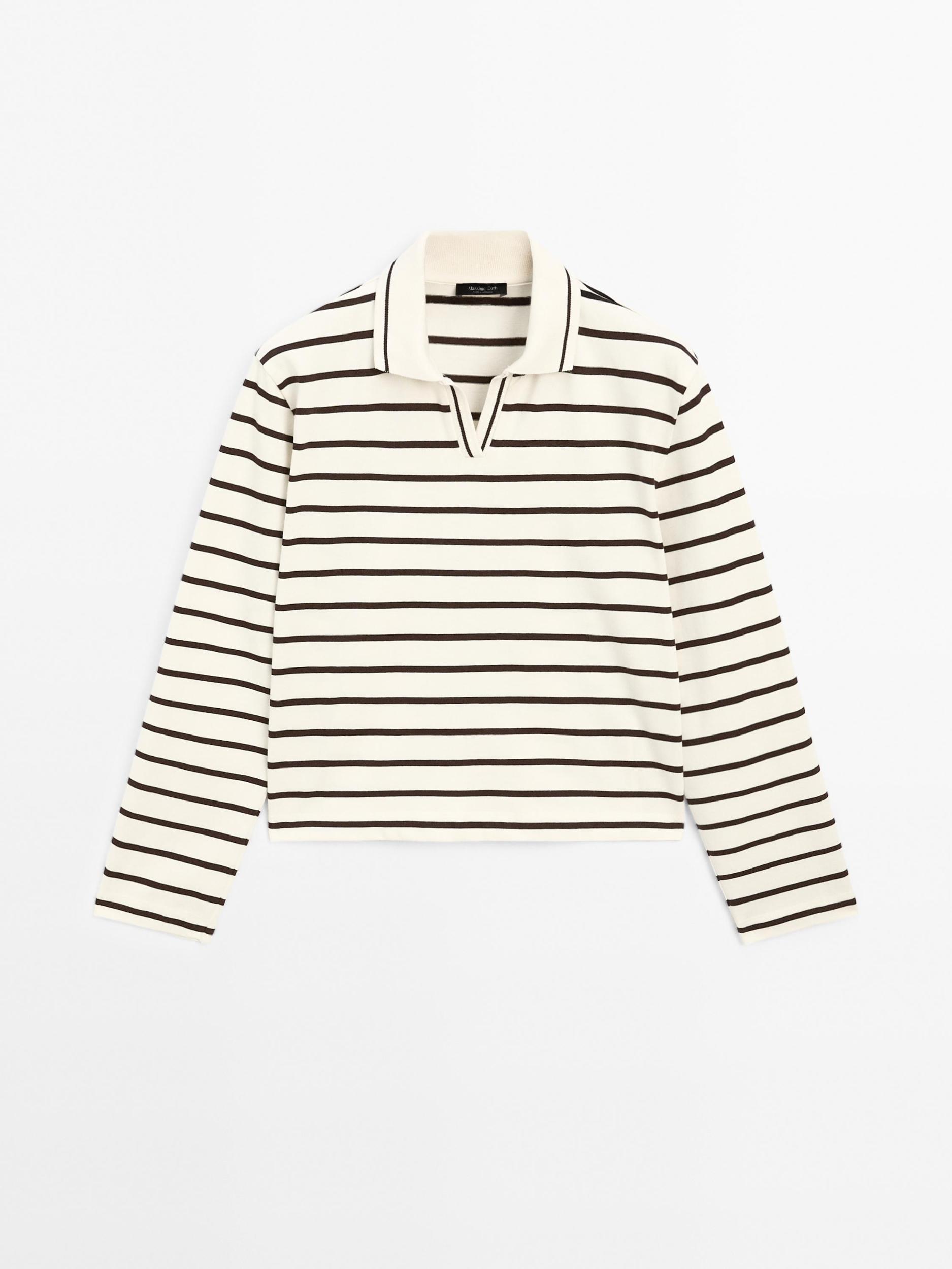 100% cotton striped polo shirt Product Image