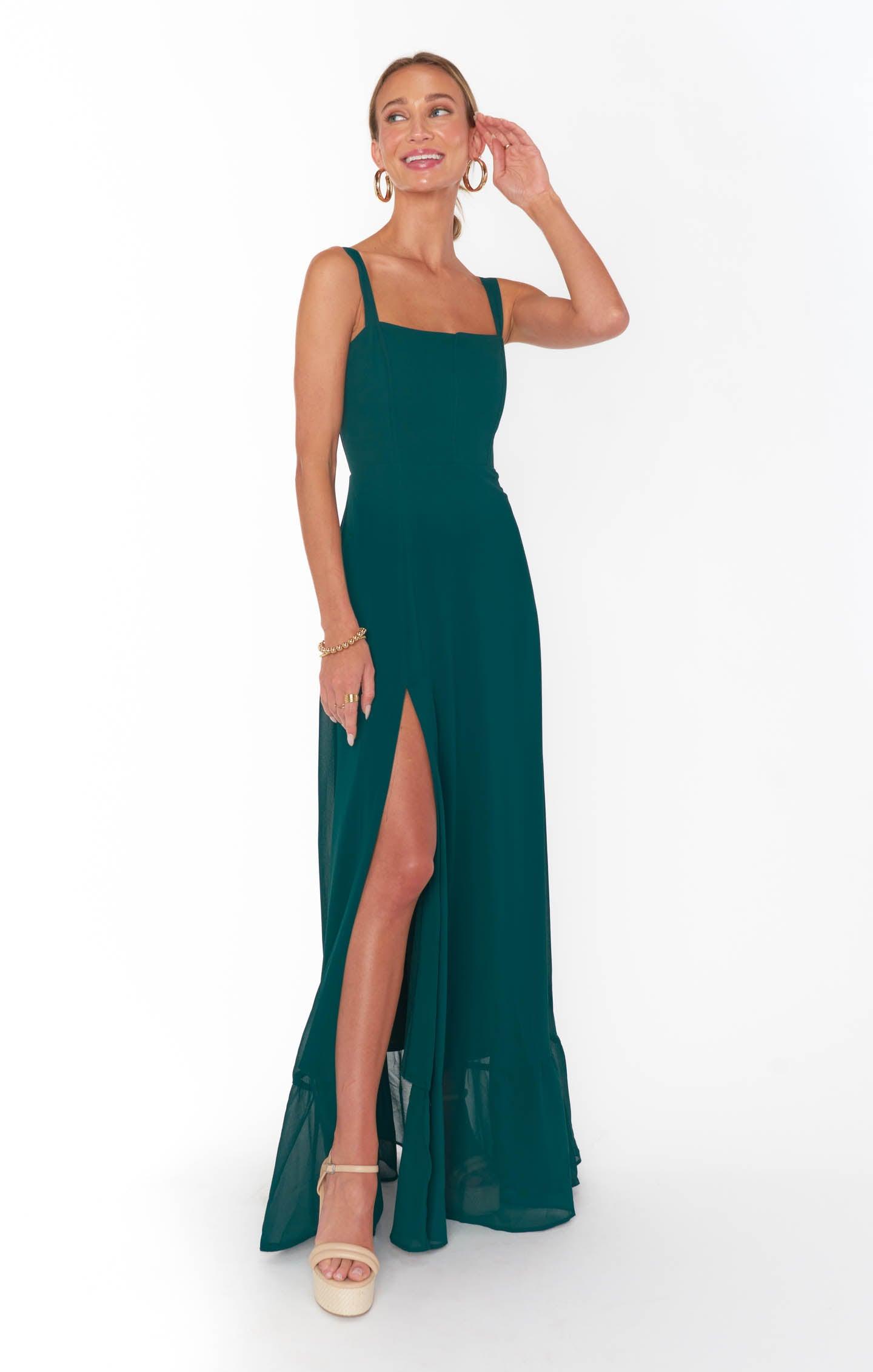 Clarissa Corset Dress ~ Emerald Chiffon Product Image