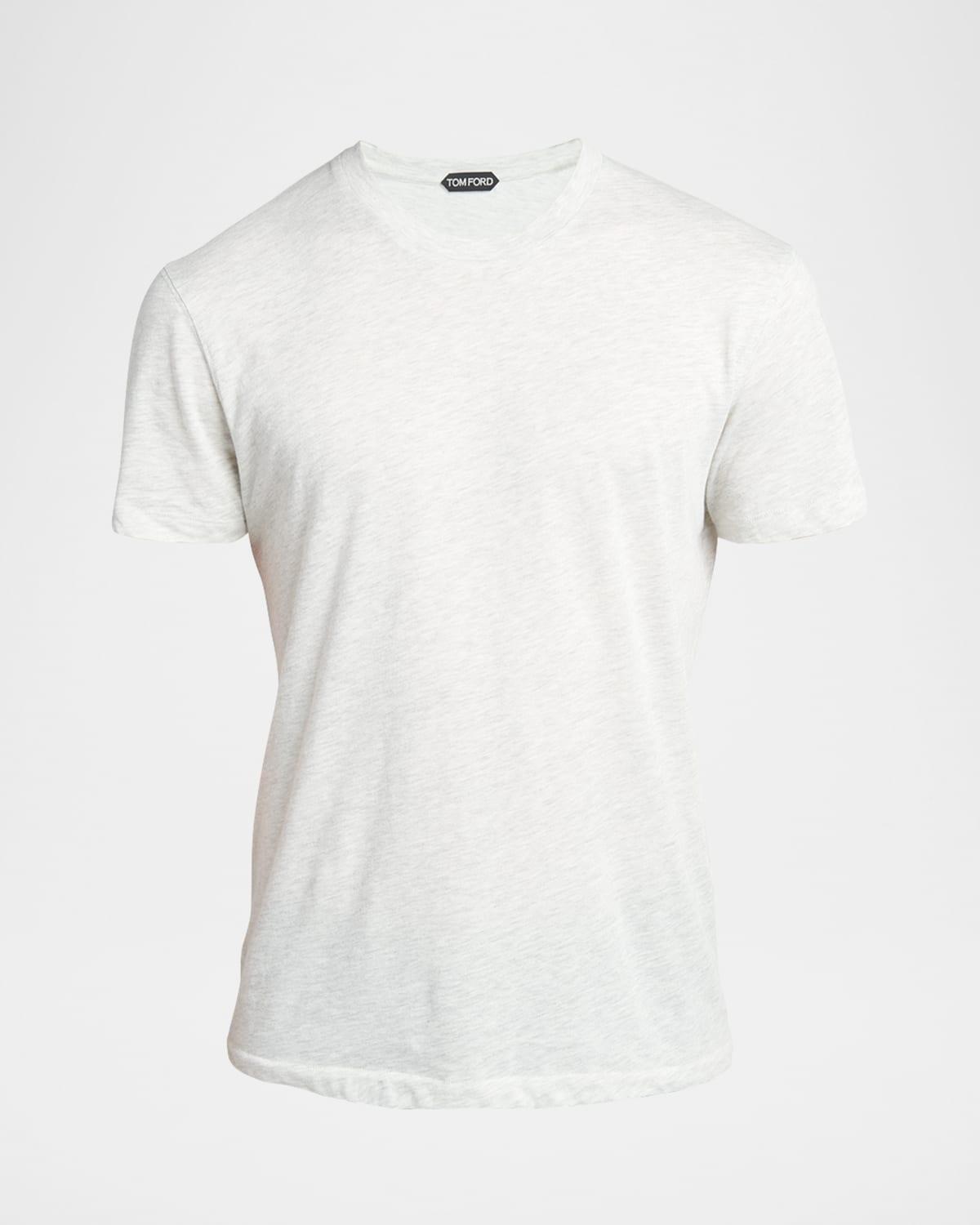 TOM FORD Black Basic Crewneck T-shirt With Tonal Stitching In Cotton Blend Man Product Image
