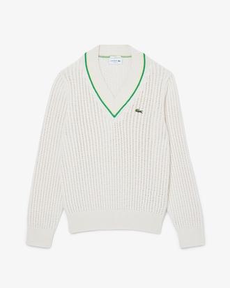V Neck Striped Tennis Sweater Product Image