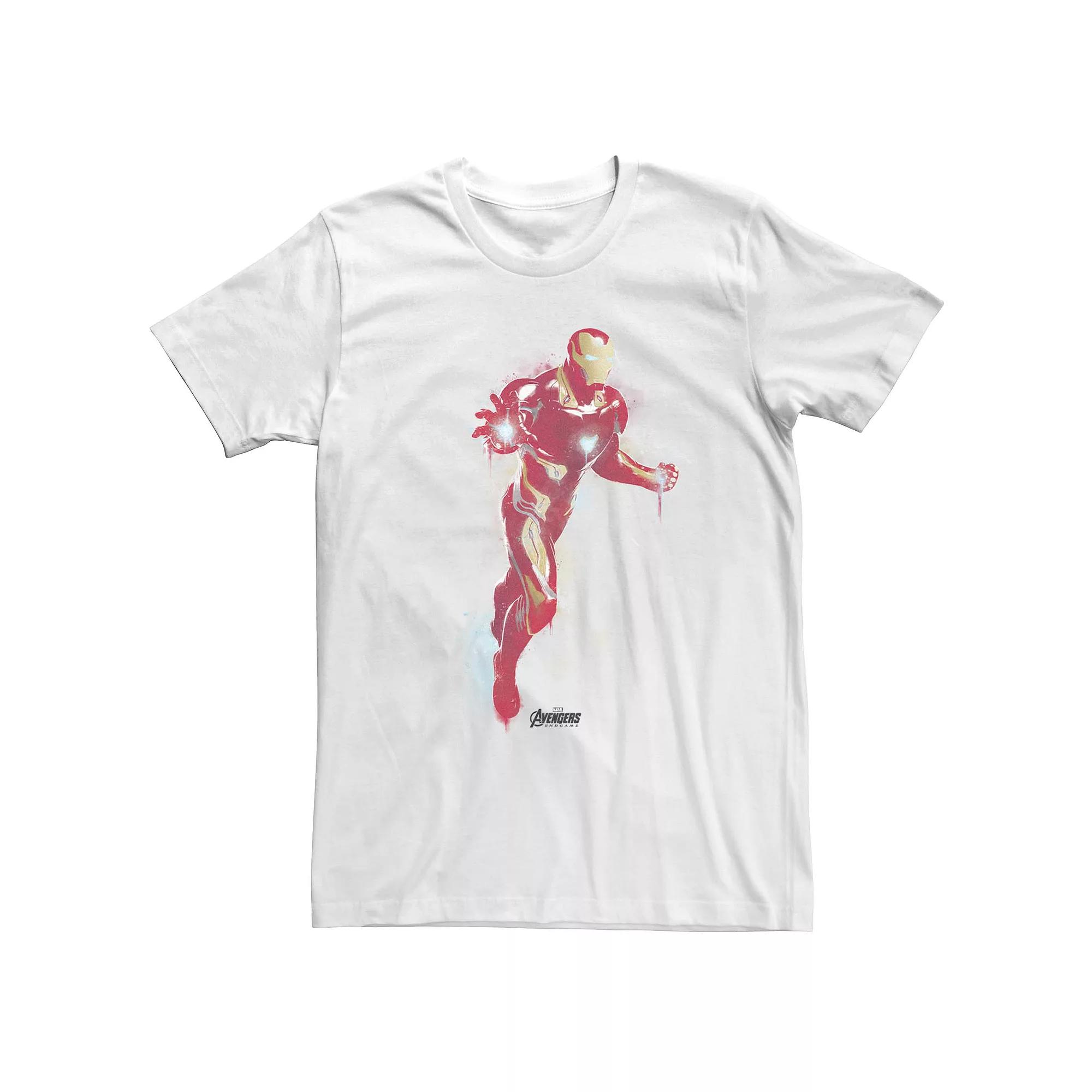 Men's Marvel "Avengers: Endgame" Iron Man Spray Painted Tee, Size: Medium, White Product Image