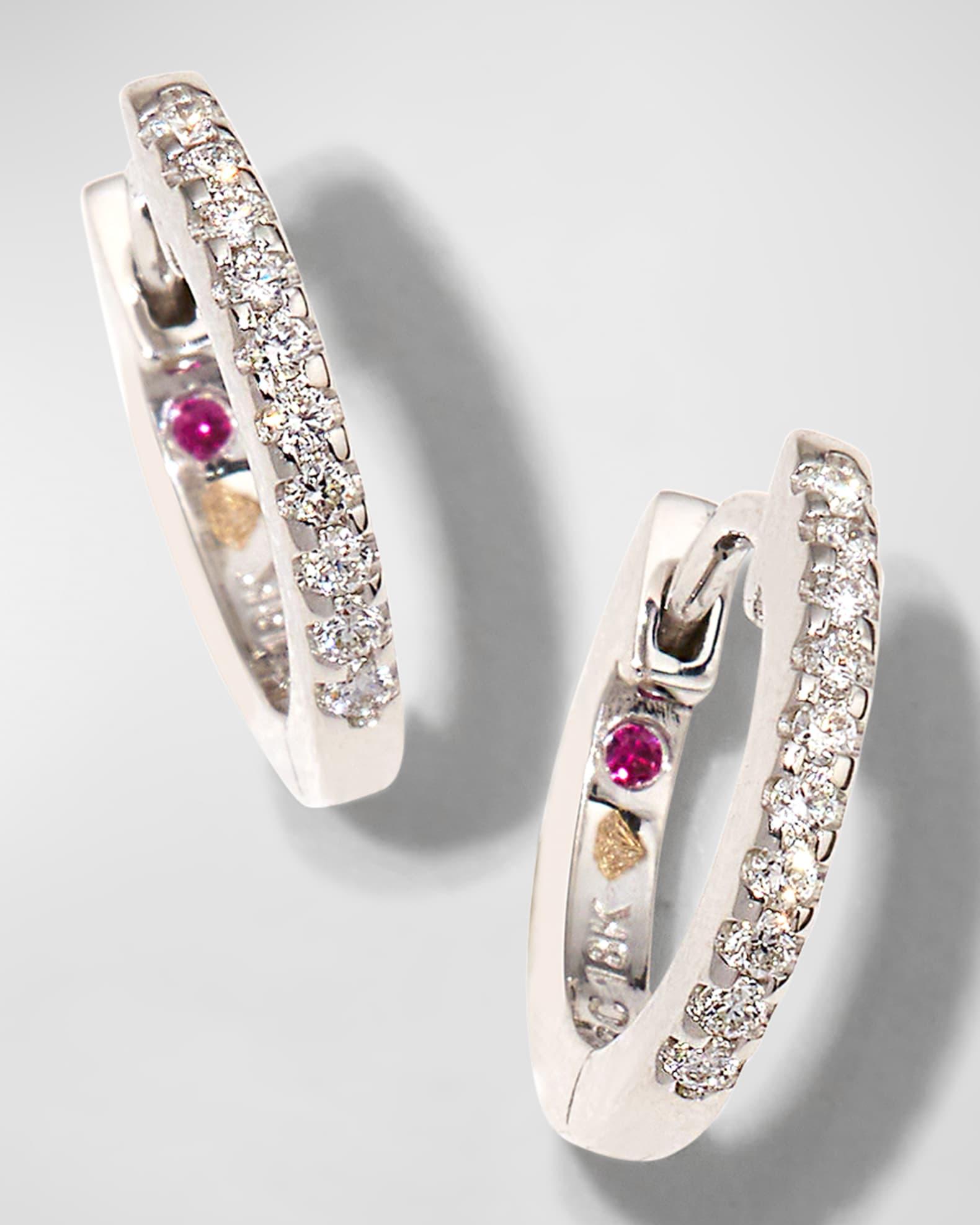 18K Gold Micro Diamond Hoop Earrings Product Image