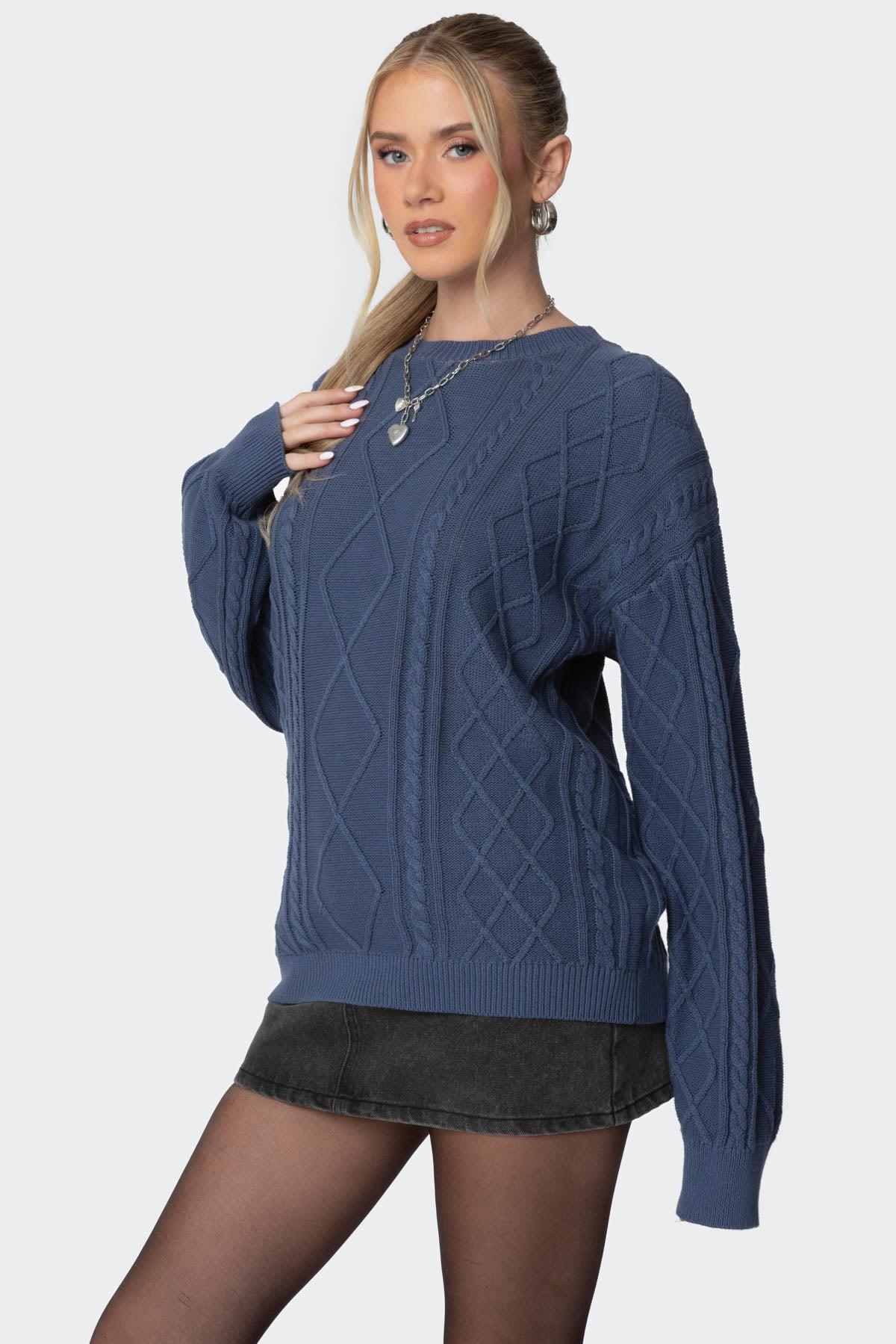 Jessy Cable Knit Oversized Sweater Product Image