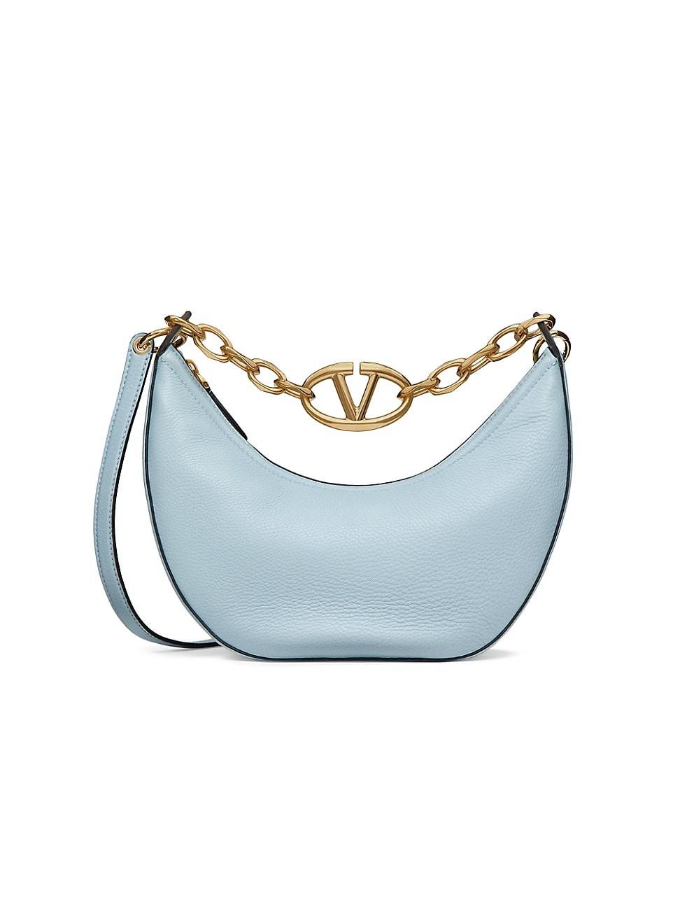 Womens Small VLogo Moon Hobo Bag in Grainy Calfskin Product Image