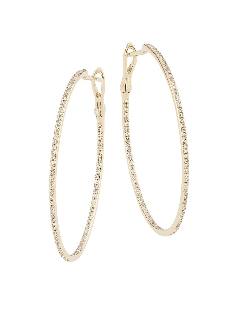 Womens 14K Yellow Gold & 0.5 TCW Diamond Inside-Out Hoop Earrings Product Image