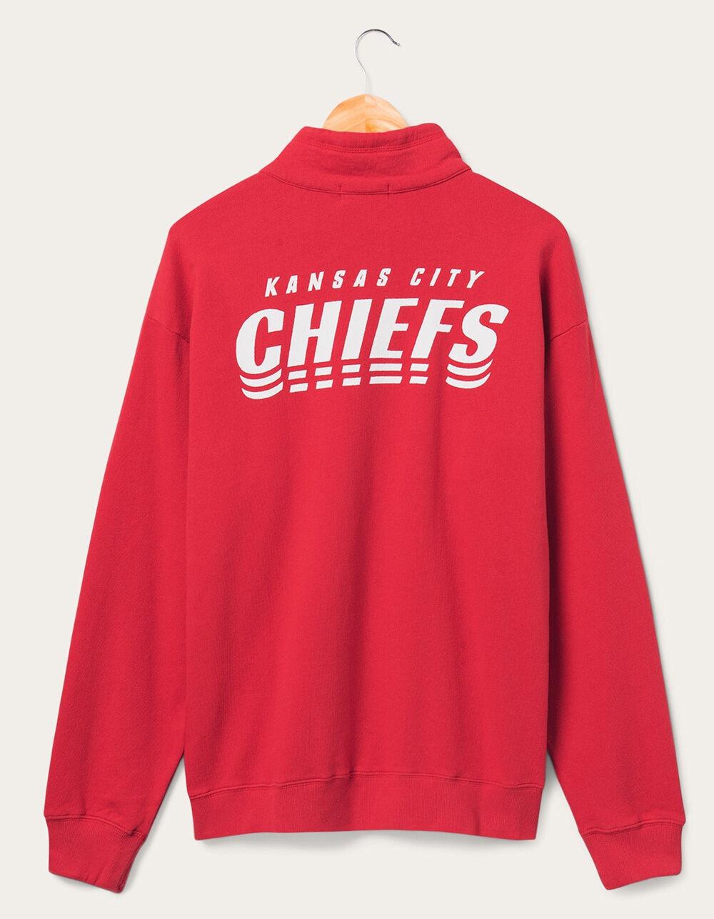 JUNK FOOD Kansas City Chiefs Mock 1/4 Button Up Sweatshirt - RED Product Image