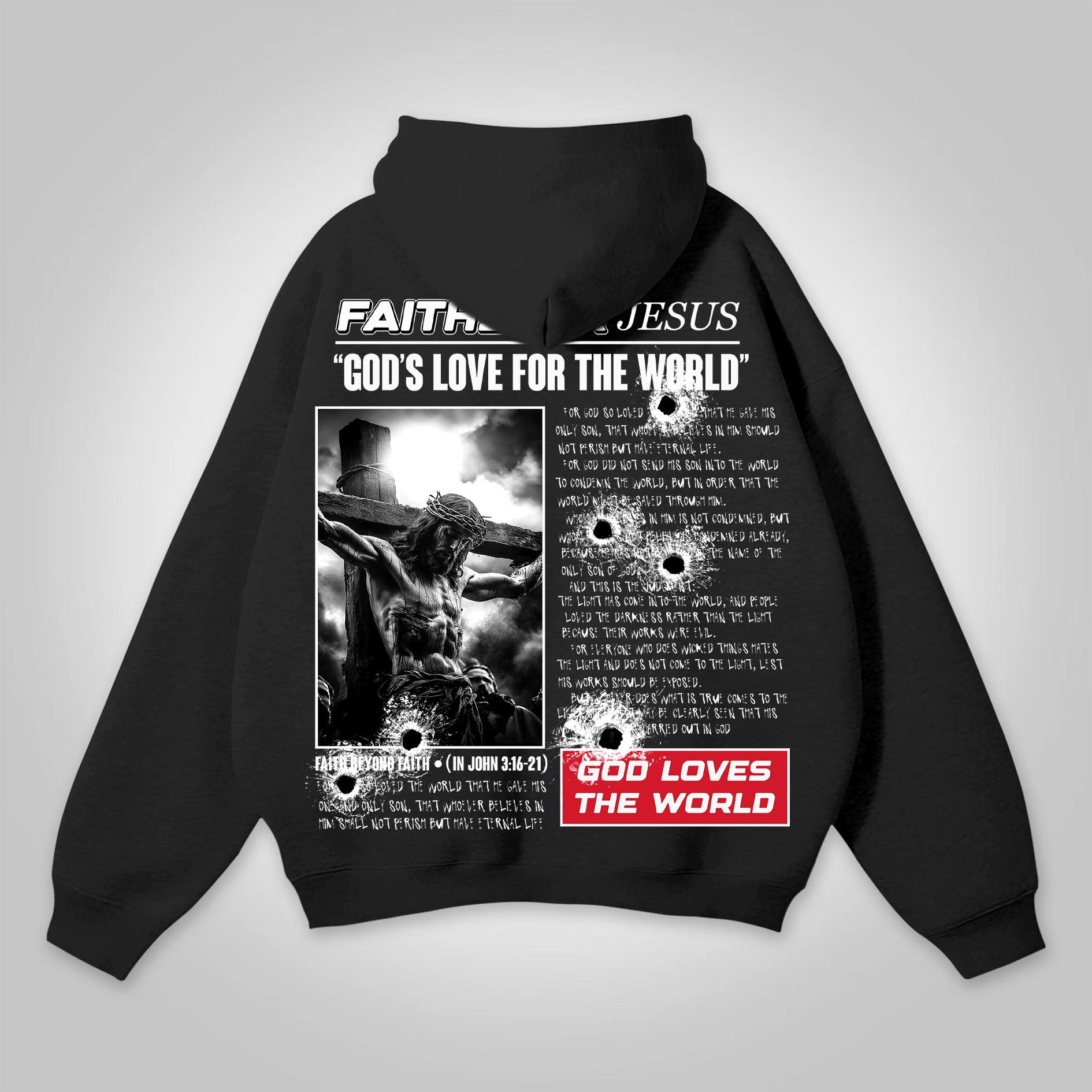 Sopula Bible Jesus God Loves The World Graphic Hoodie Product Image