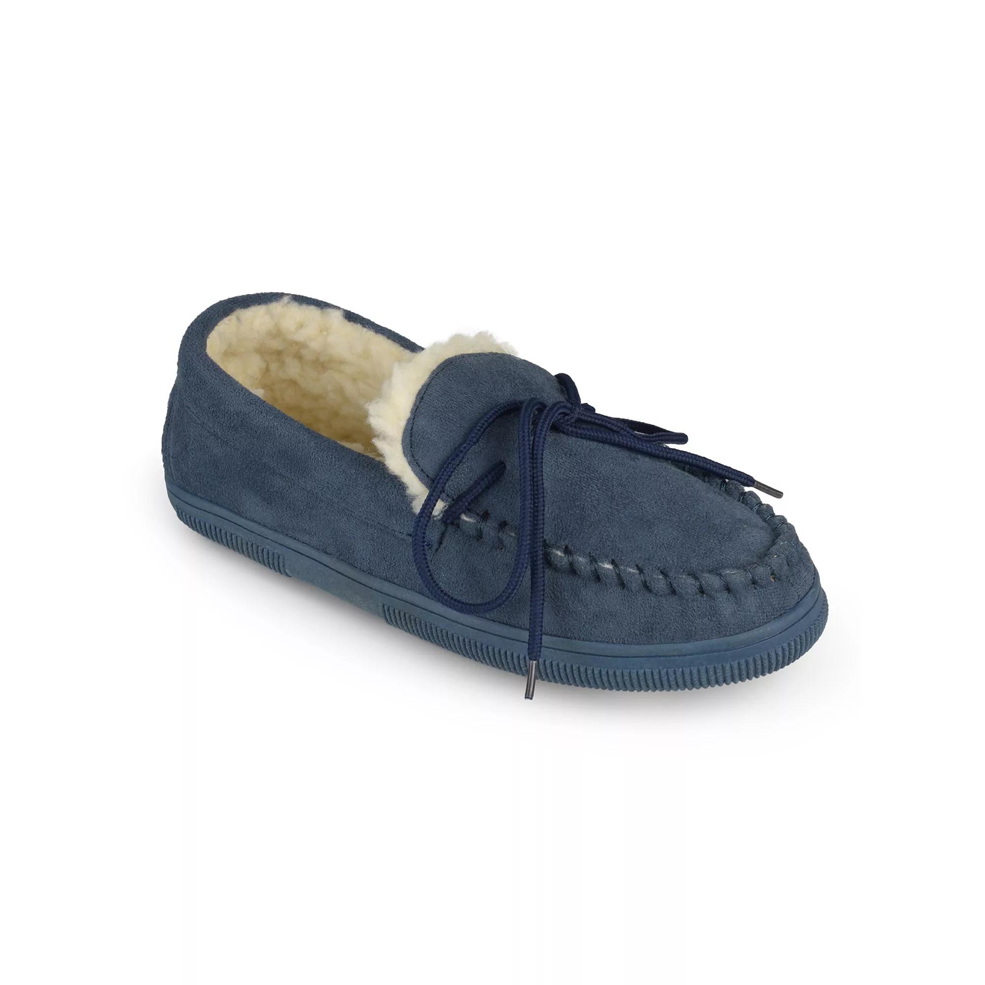 VANCE Men's Moccasin Slippers, Size: 12, Blue Product Image