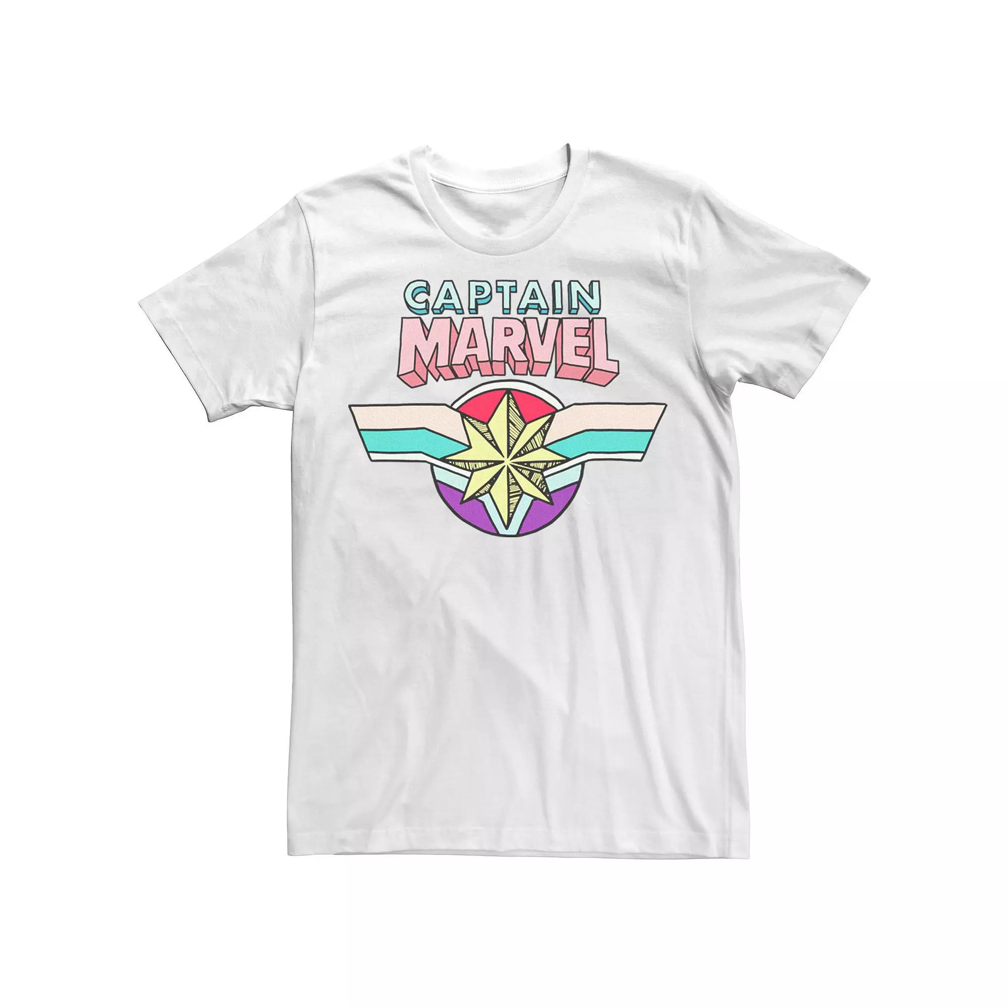 Men's Marvel Captain Marvel Cartoon Style Logo Tee,  Product Image