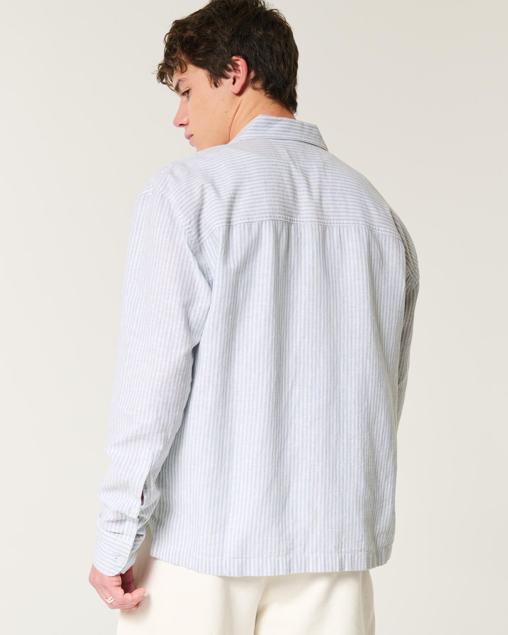 Linen-Blend Button-Through Shirt Product Image