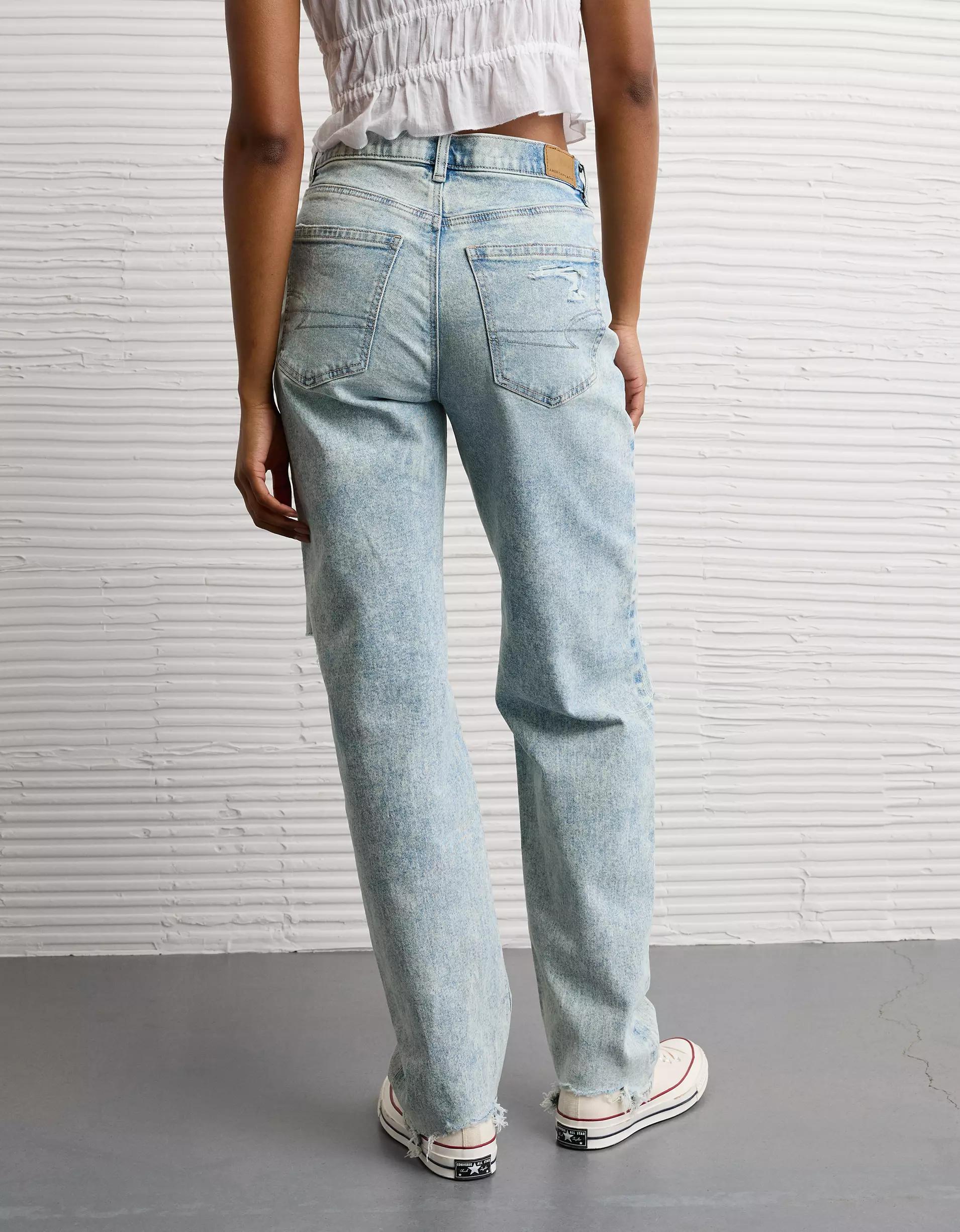 AE Strigid Ripped Super High-Waisted Baggy Straight Jean Product Image