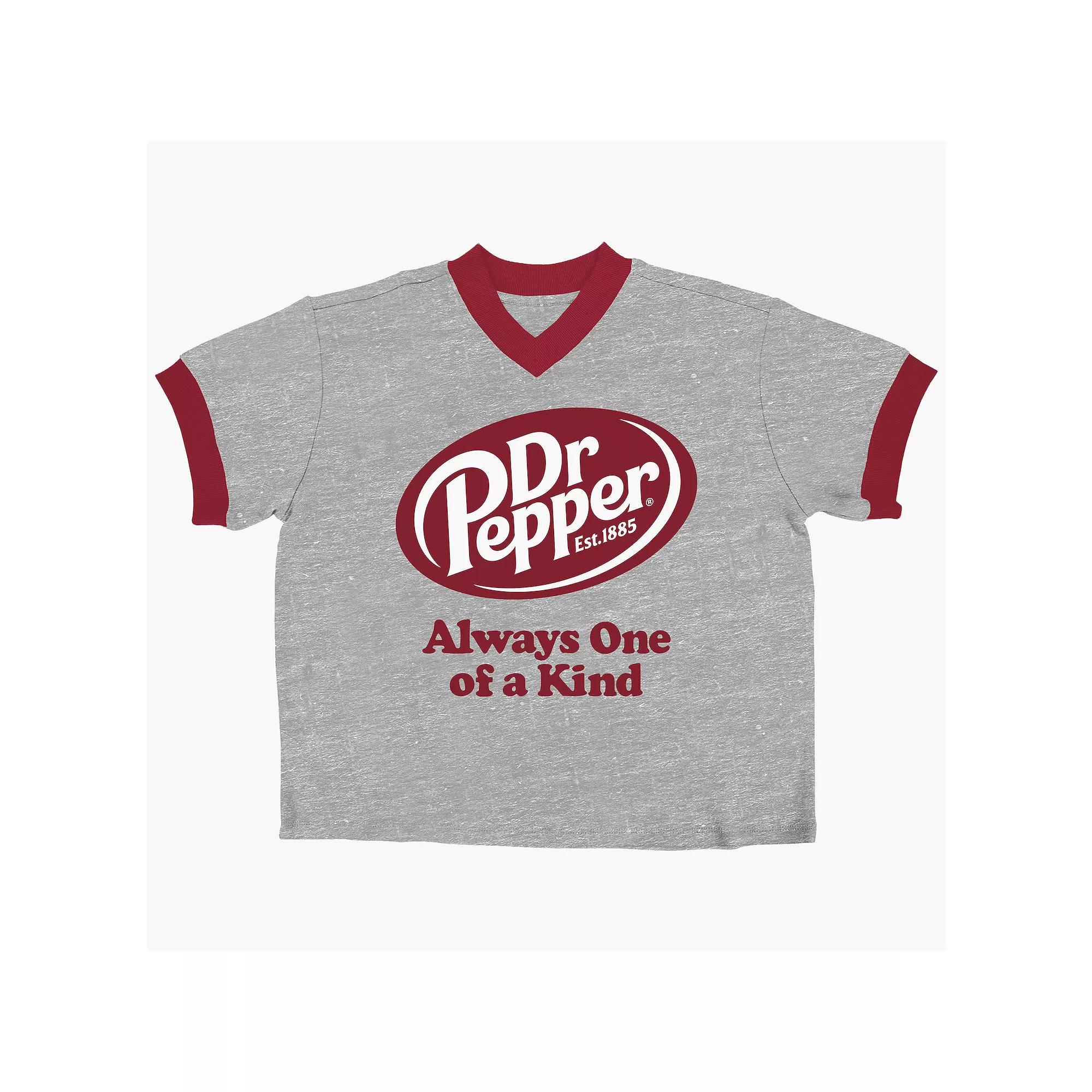 Juniors' Dr Pepper Always One & Of A Kind V-Neck Baby Graphic Tee, Women's,  Product Image