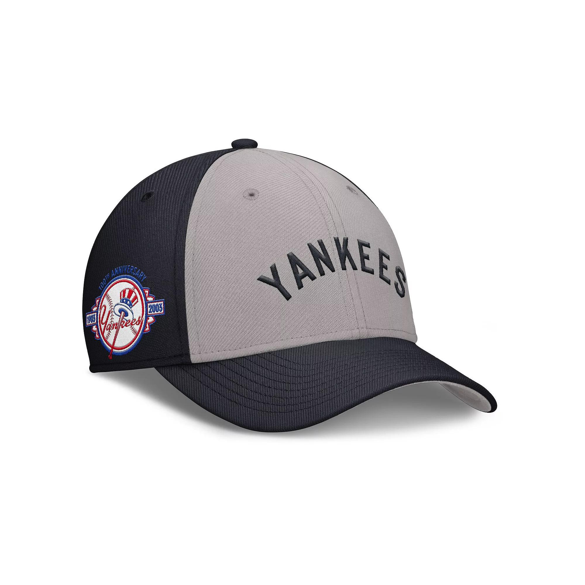 Men's Nike Navy/Gray New York Yankees Rise Swoosh Performance Flex Hat,  Product Image
