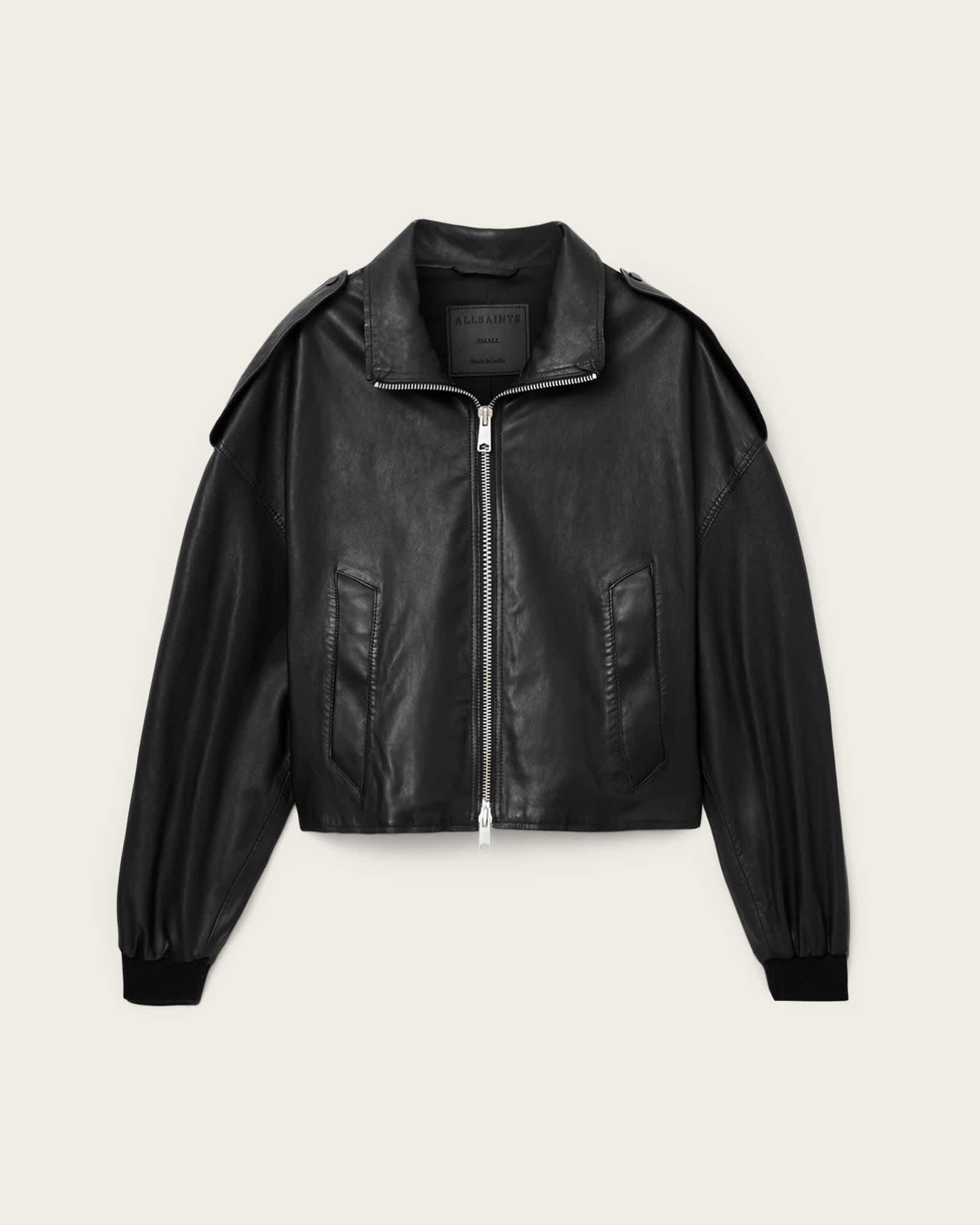 Lowden Leather Jacket Black | ALLSAINTS US Product Image
