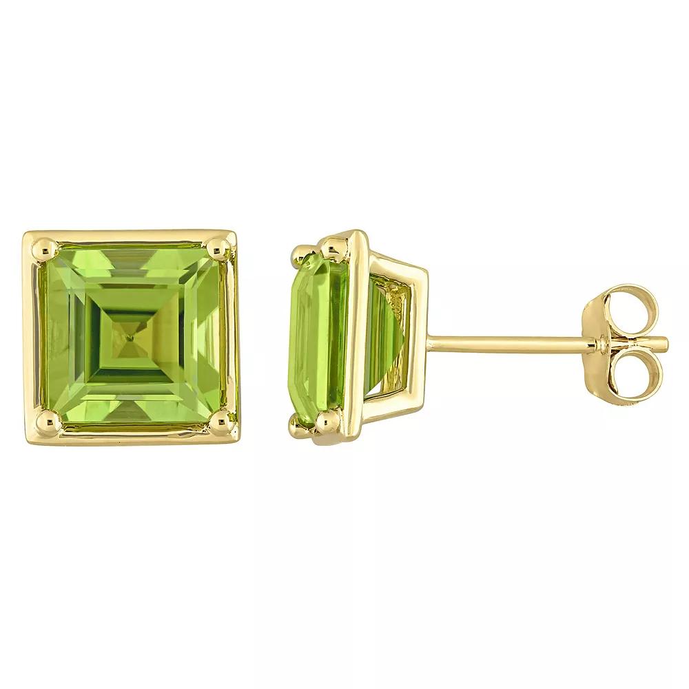 Stella Grace 14k Gold Square Peridot Stud Earrings, Women's Product Image