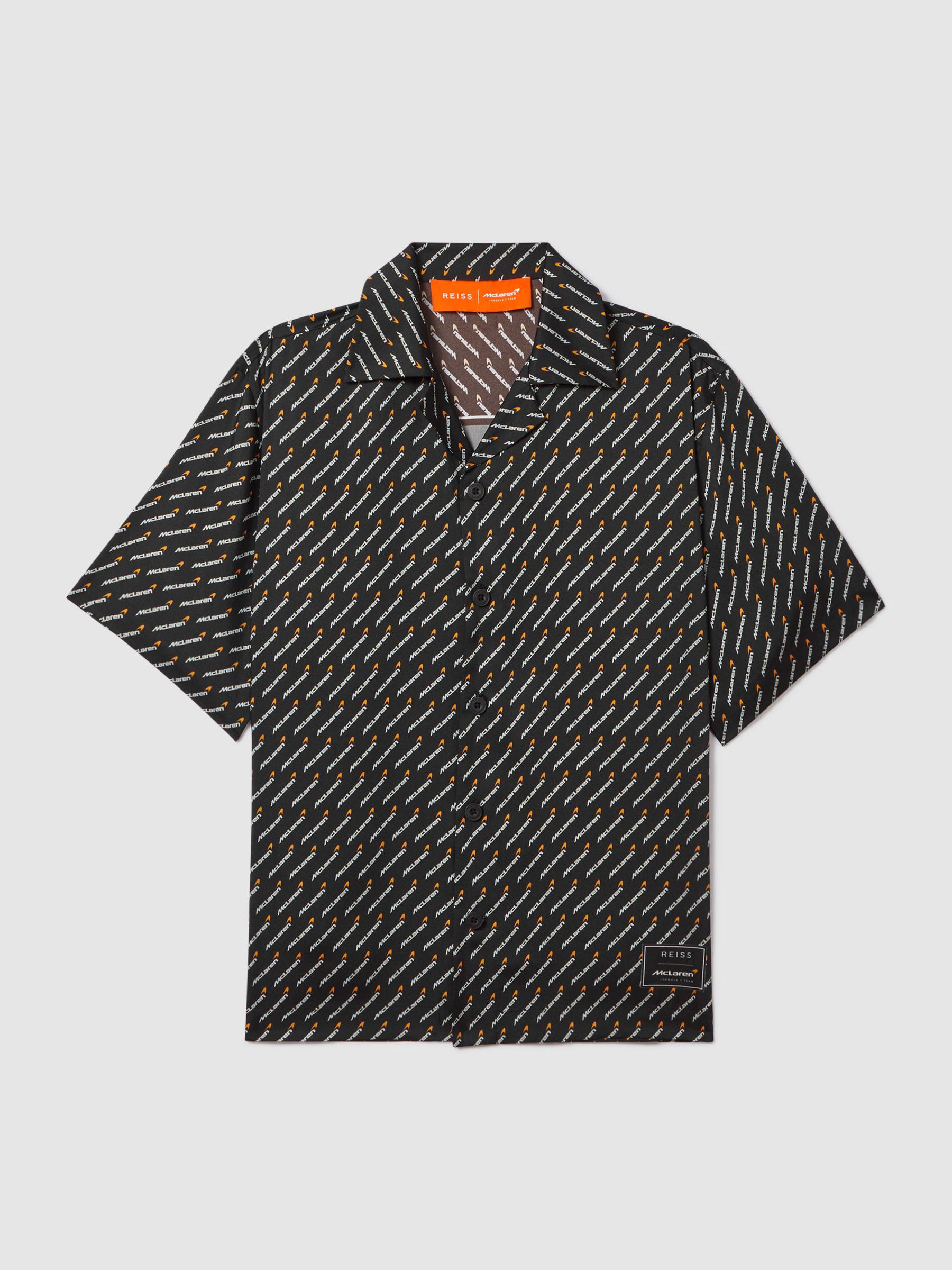 McLaren F1 Silverstone Exclusive Cuban Collar Shirt in Black Multi Product Image