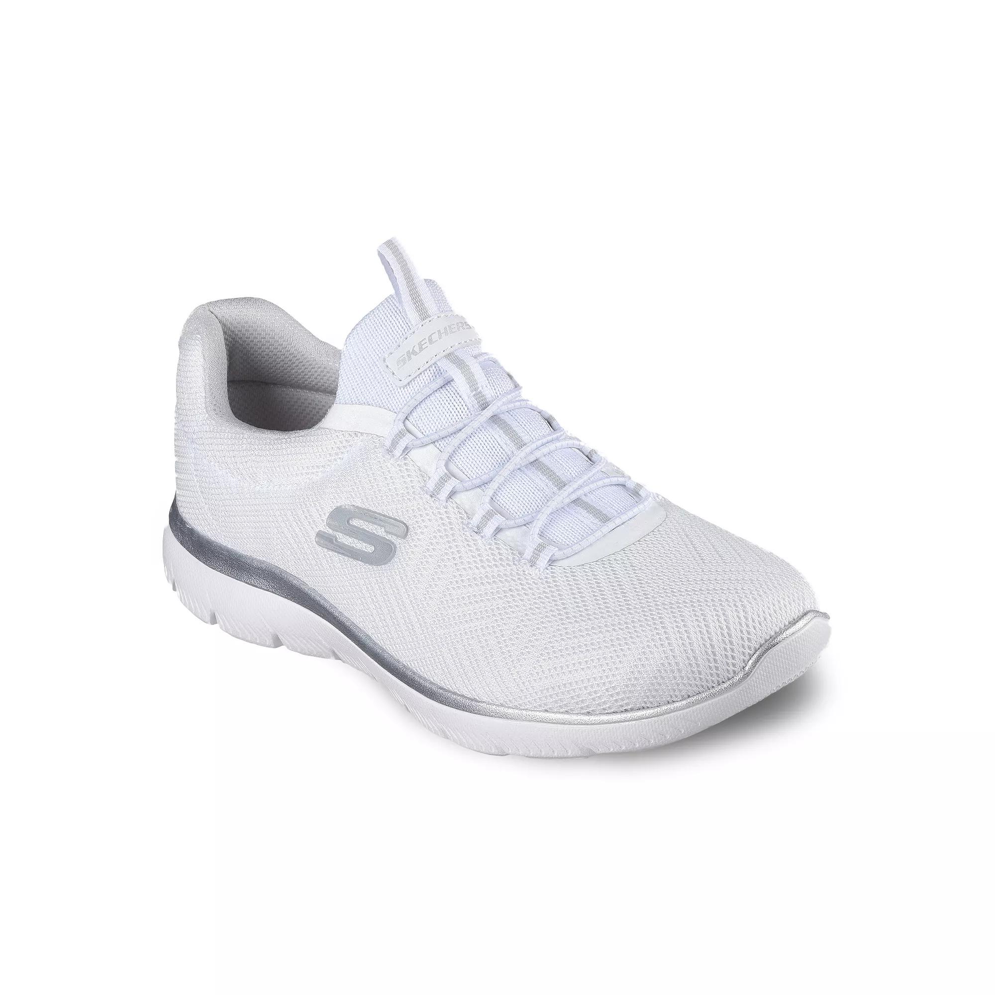 Skechers® Summits Women's Sneakers, Size: 5, White Silver Mesh Product Image