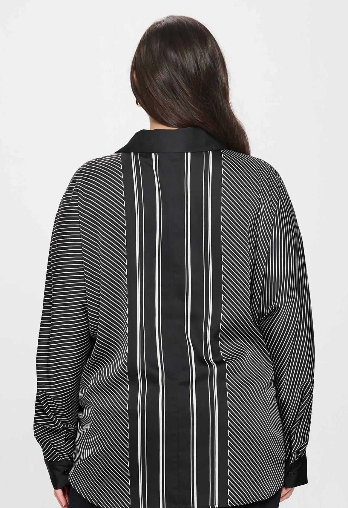 Plus Size Stripe Collared Button Down Top Product Image