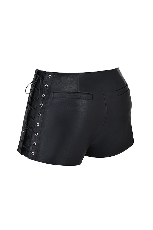 Azora  black vegan leather micro mini shorts - sale Product Image