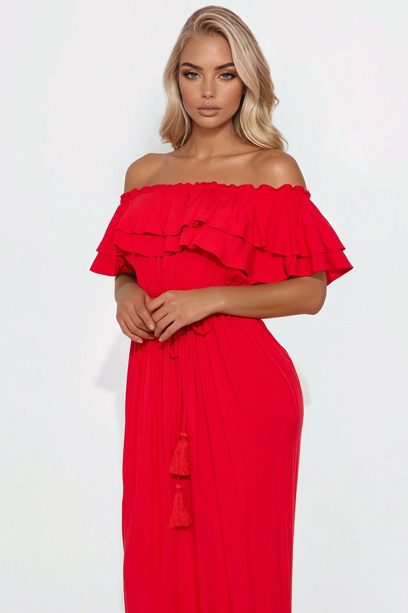 Caribbean Beauty Maxi Dress - Red Product Image