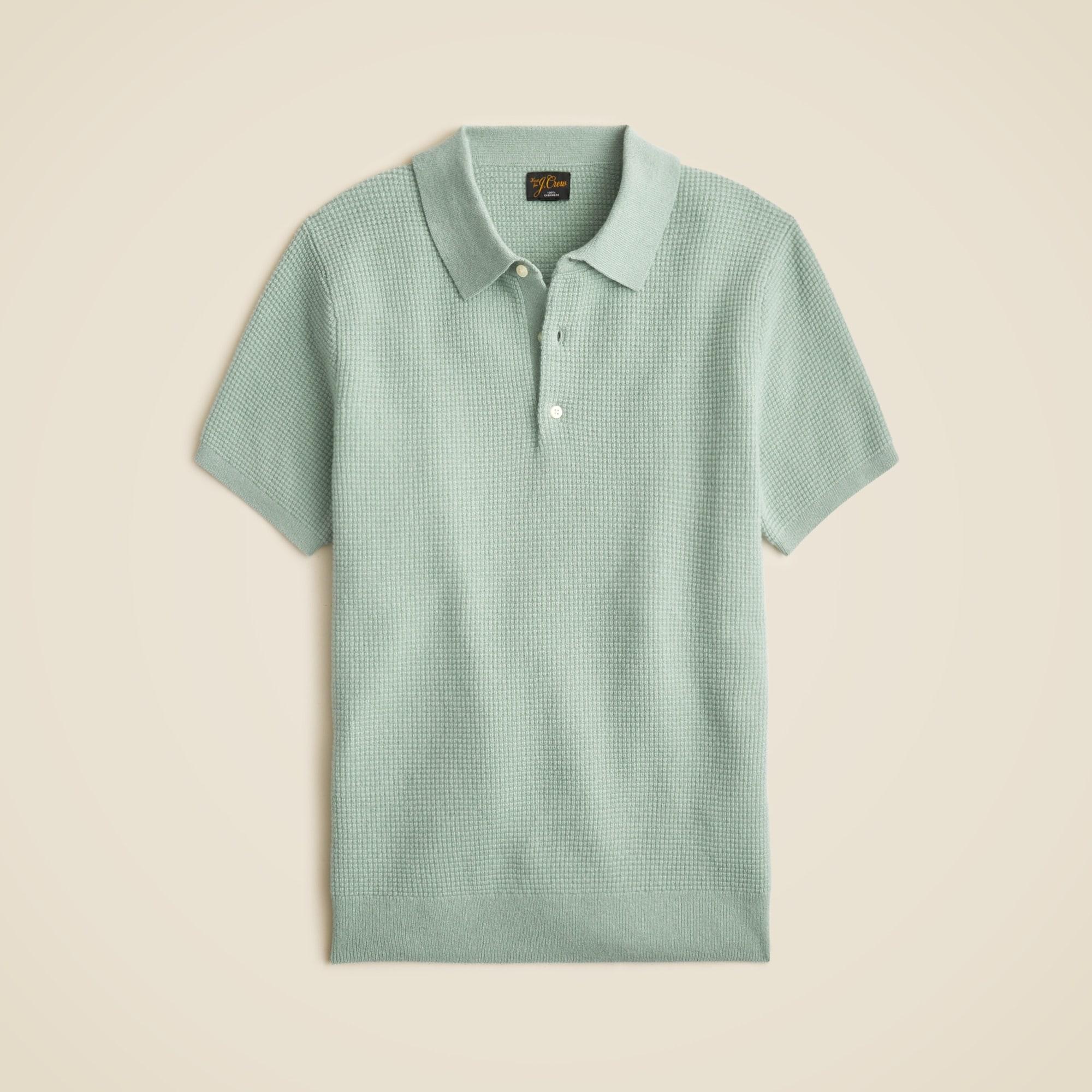 Short-sleeve cashmere waffle sweater-polo Product Image