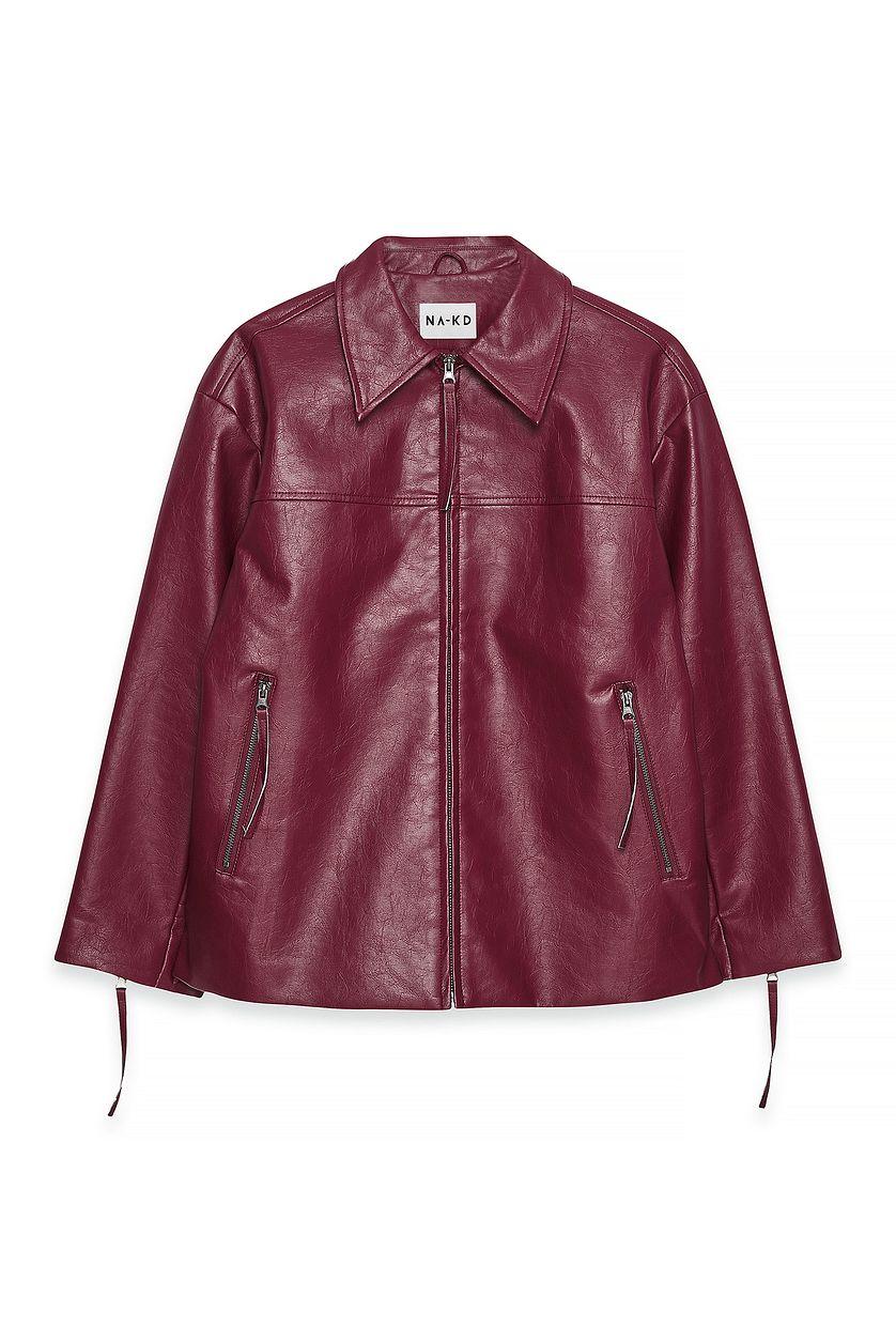 Zip Detail Shiny Pu Jacket Product Image
