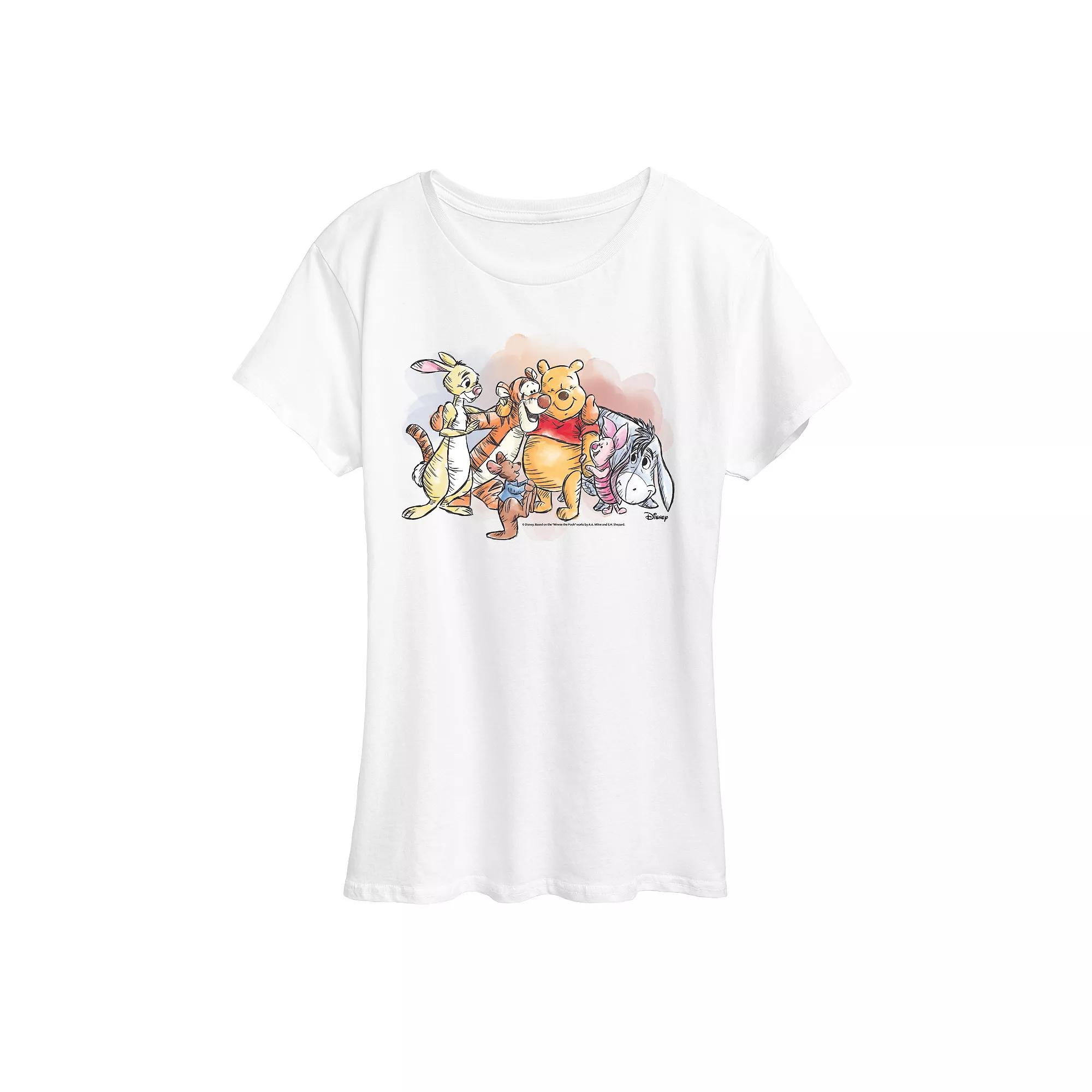 Disney's Winnie The Pooh Women's Watercolor Graphic Tee,  Product Image
