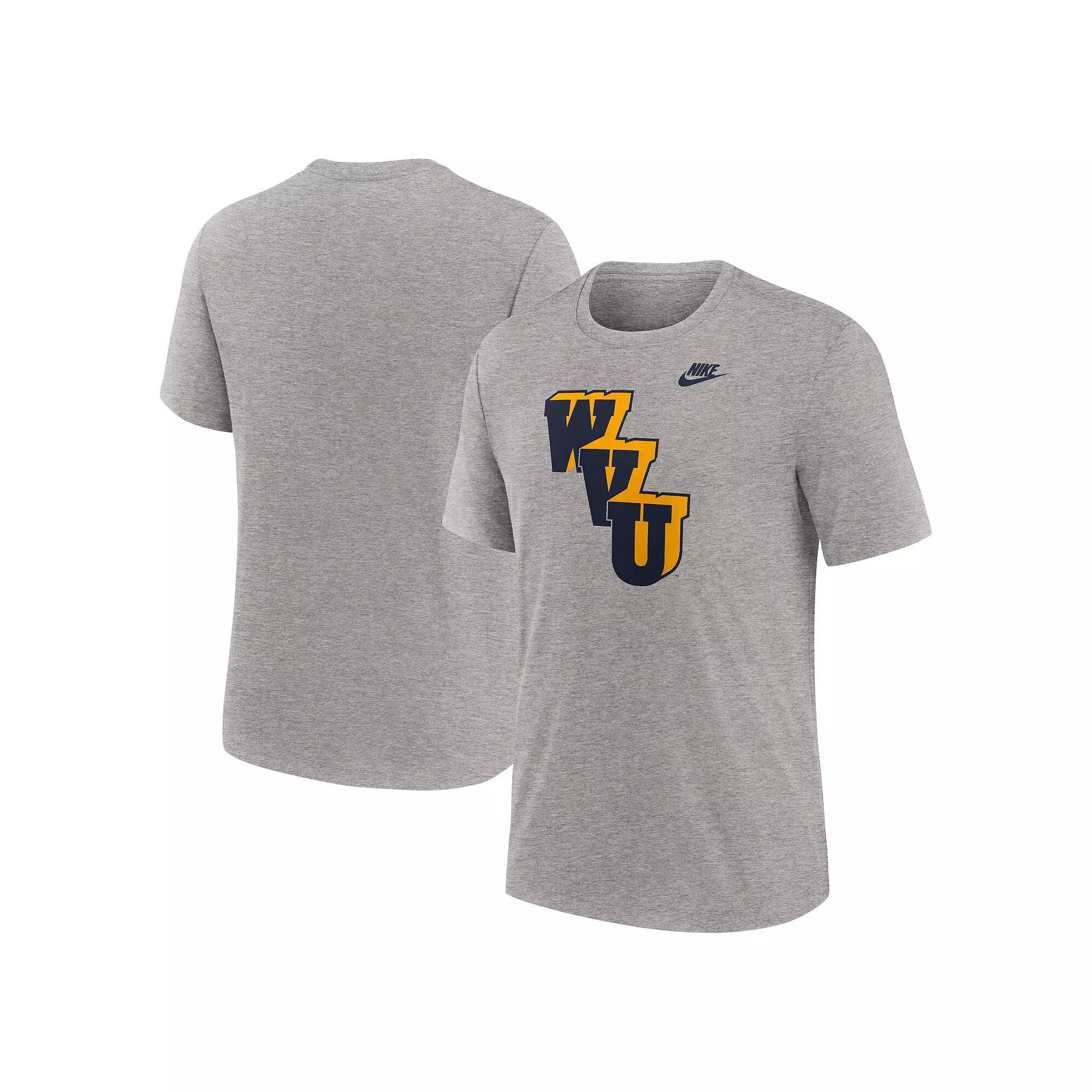Men's Nike Heather Gray West Virginia Mountaineers Blitz Evergreen Legacy Primary Tri-Blend T-Shirt,  Product Image