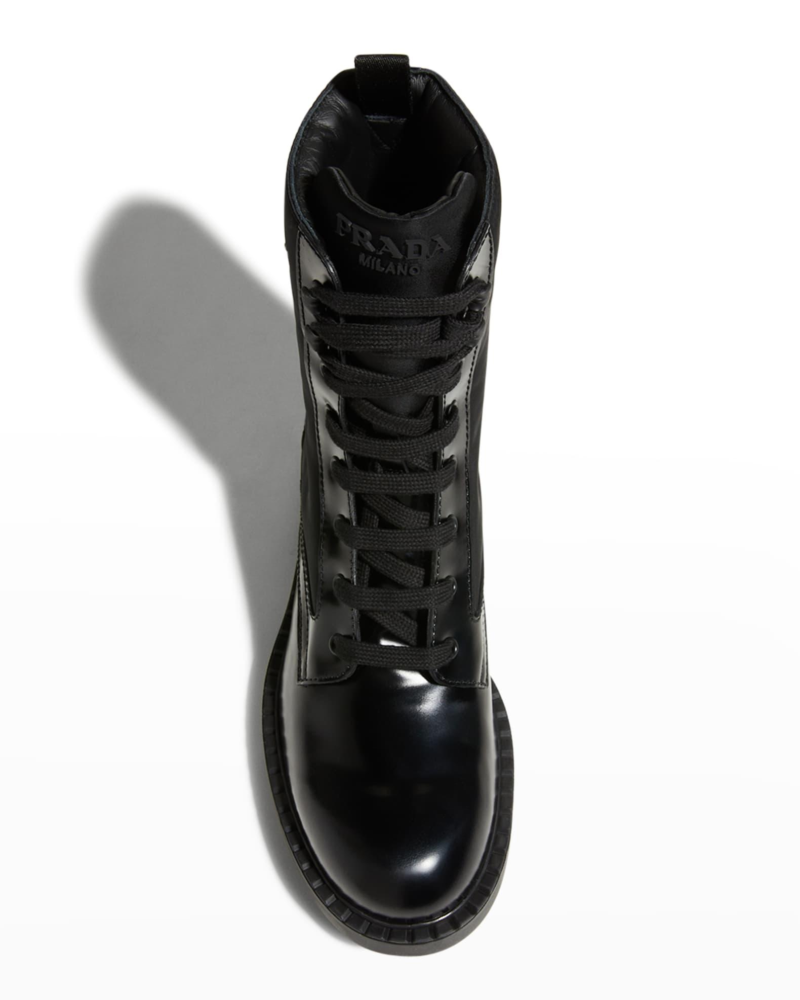 Men's Nylon & Leather Triangle Logo Combat Boots Product Image