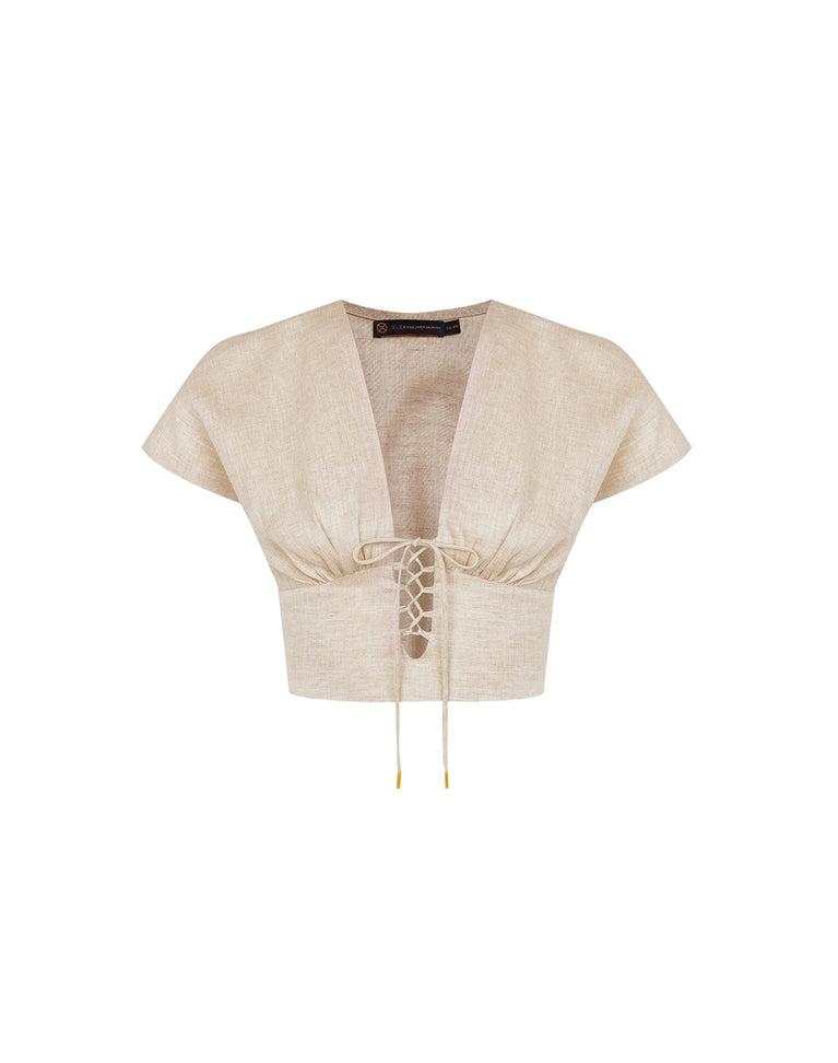 Saskia Short Sleeve Blouse - Natural Product Image