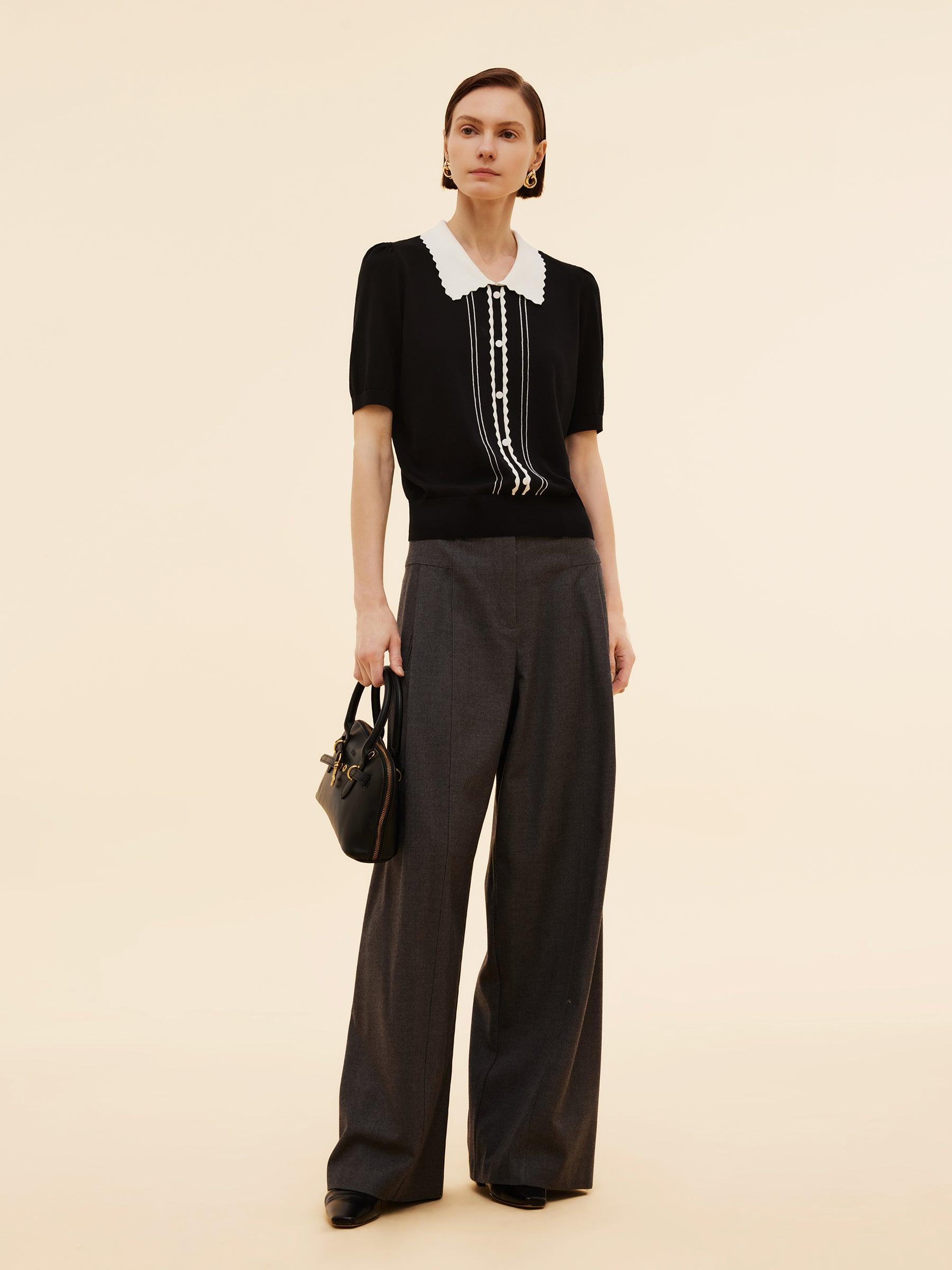 Tencel Blend Color Block Women Knit Top Product Image